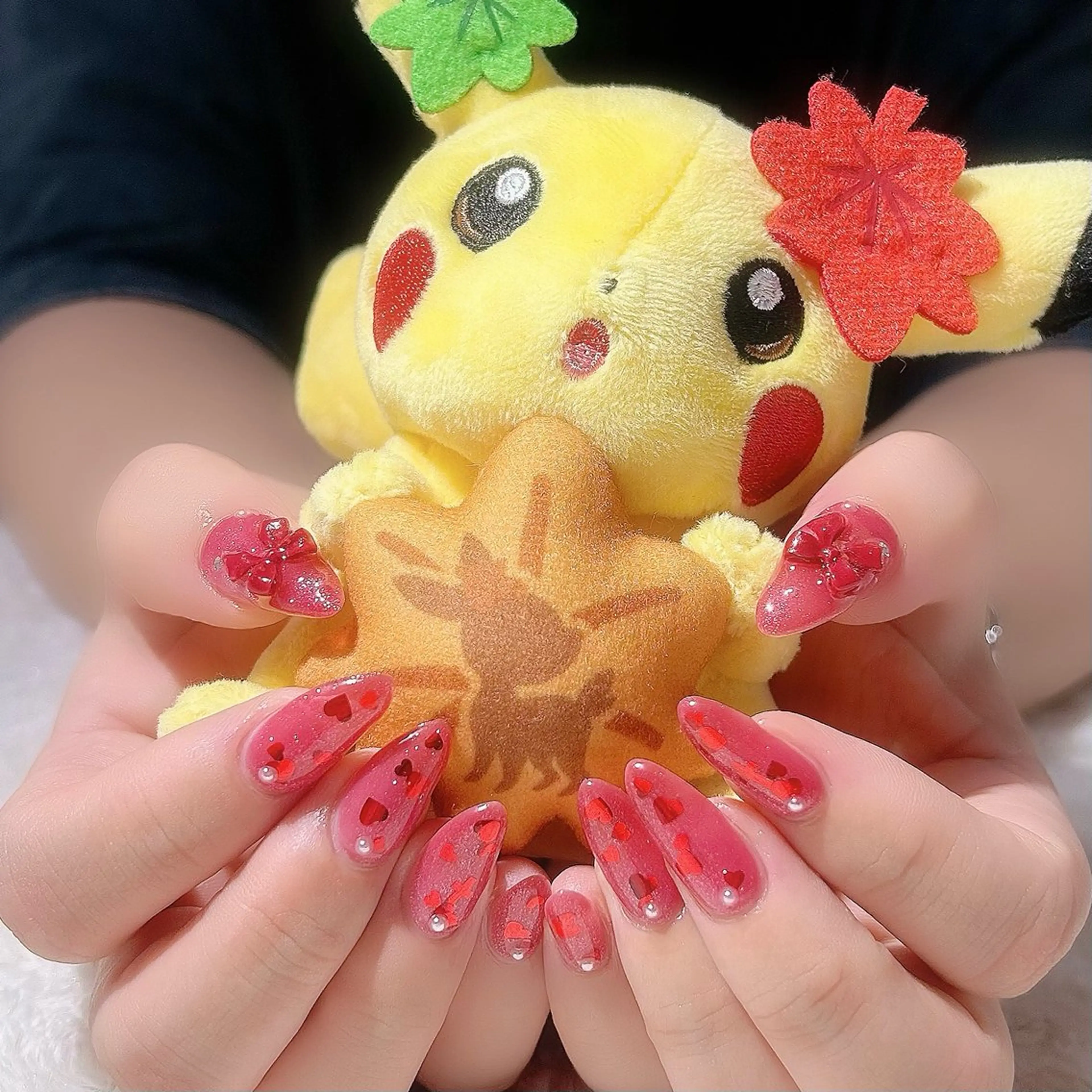 ネイル ハート 持ち込み 赤色 ハンドネイル momo nail所属・Naruse Momoのネイルデザイン