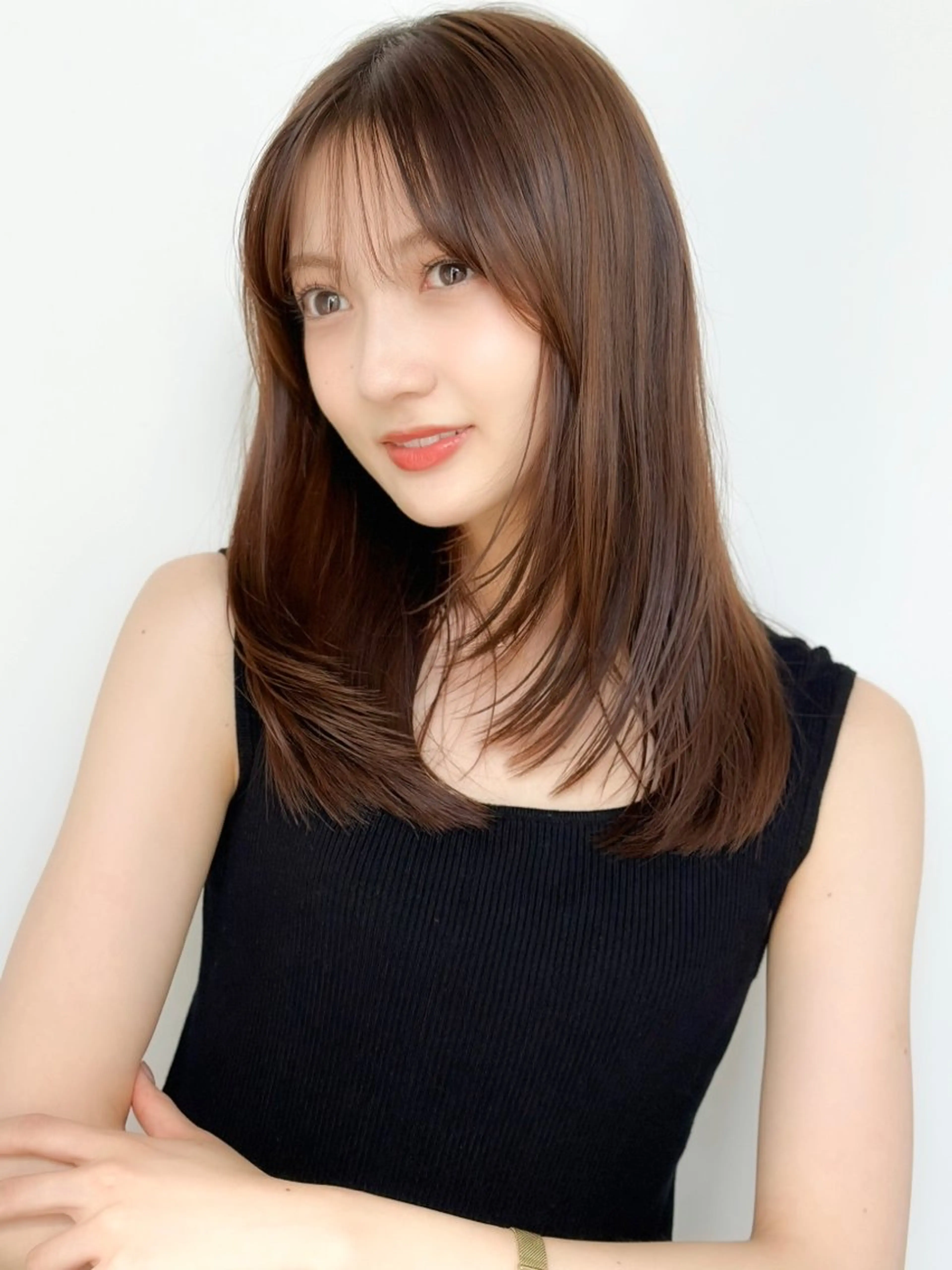 セミロング カラー カット ヘアカラー トリートメント 新宿/韓国風レイヤー 髪質改善/渋谷直樹のヘアスタイル