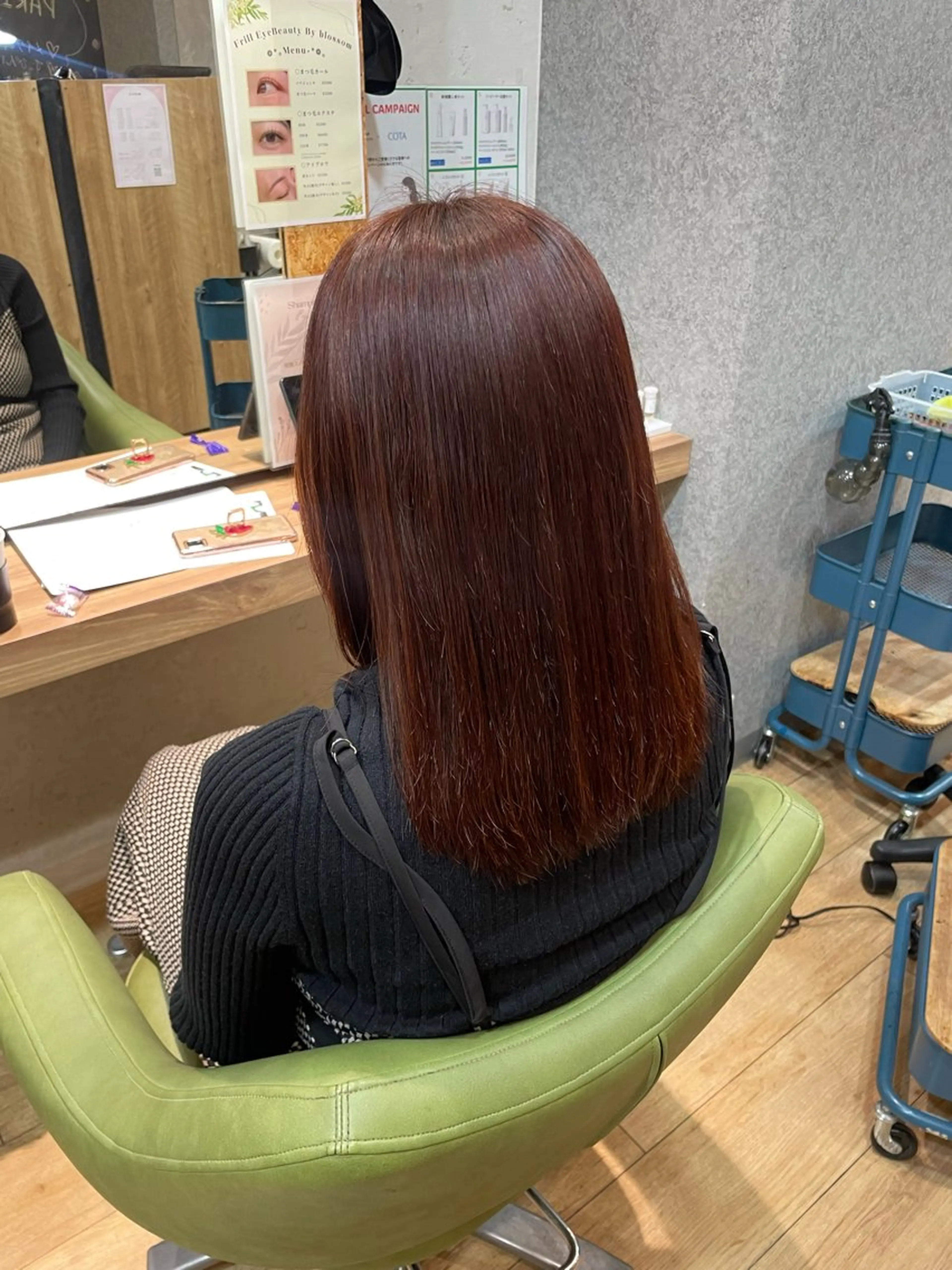 セミロング カラー ブラウンカラー オレンジ オレンジブラウン 縮毛矯正 髪質改善/Bloss om🌷高橋沙衣のヘアスタイル