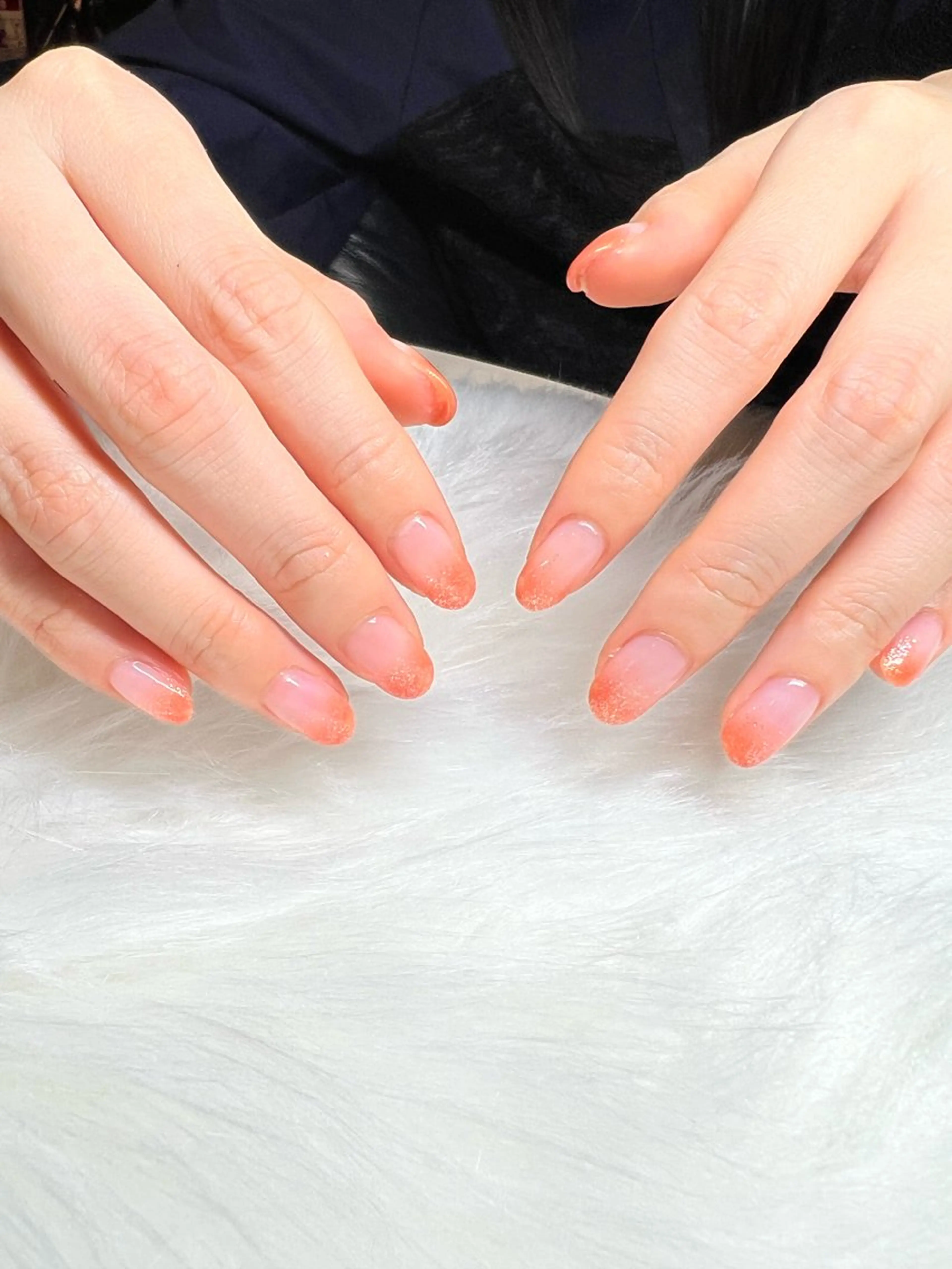 ネイル ラメ(グリッター) ラメグラデーション オレンジ ハンドネイル セプトネイル西大寺店 香取のネイルデザイン