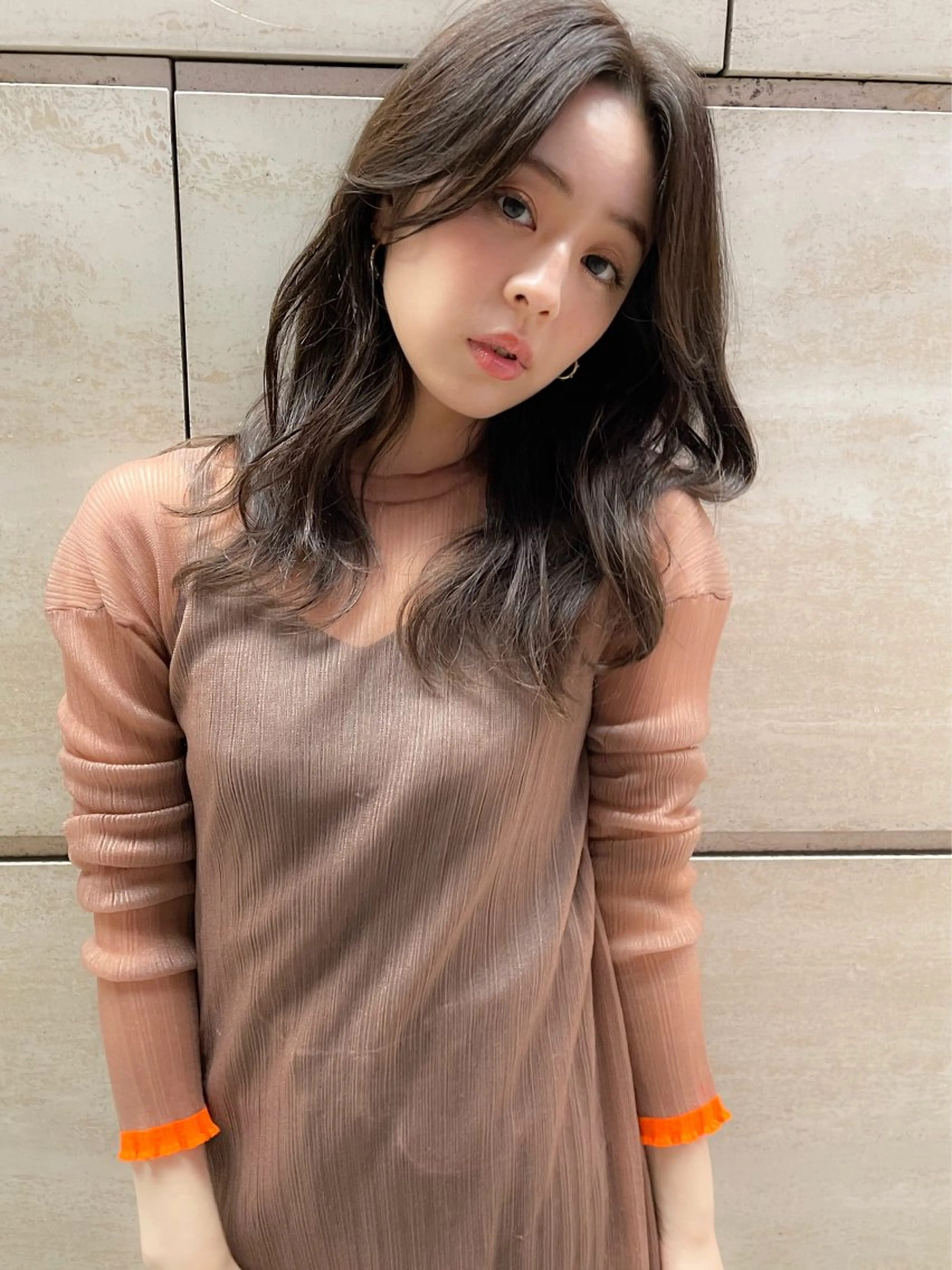 セミロング カラー パーマ ヘアアレンジ 似合わせカット VIVIE【ヴィヴィ】所属・髪質改善/韓国風 レイヤー/田村祐樹のヘアスタイル