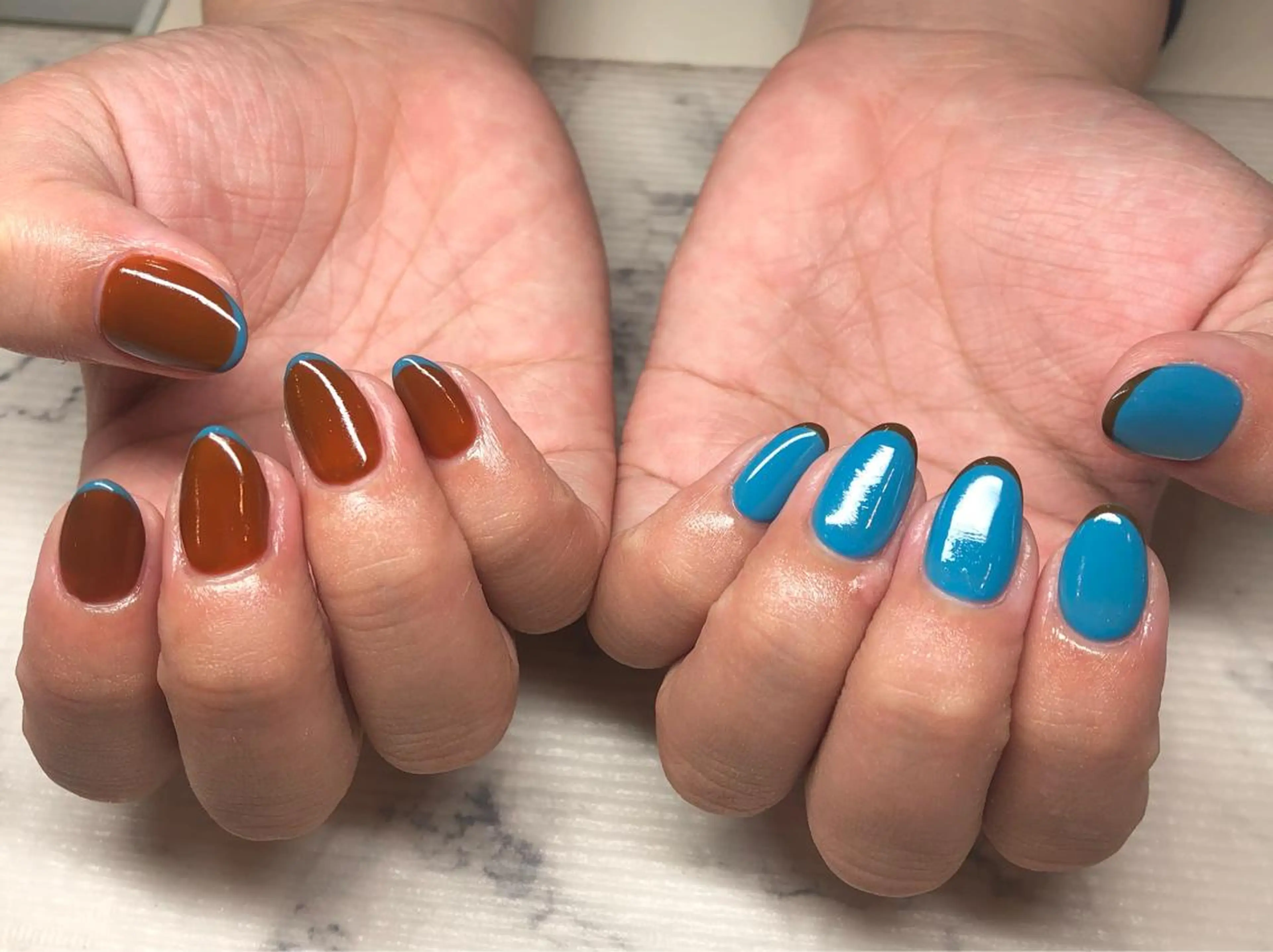 ネイル ブルー フレンチネイル いちじゅう あおいのネイルデザイン