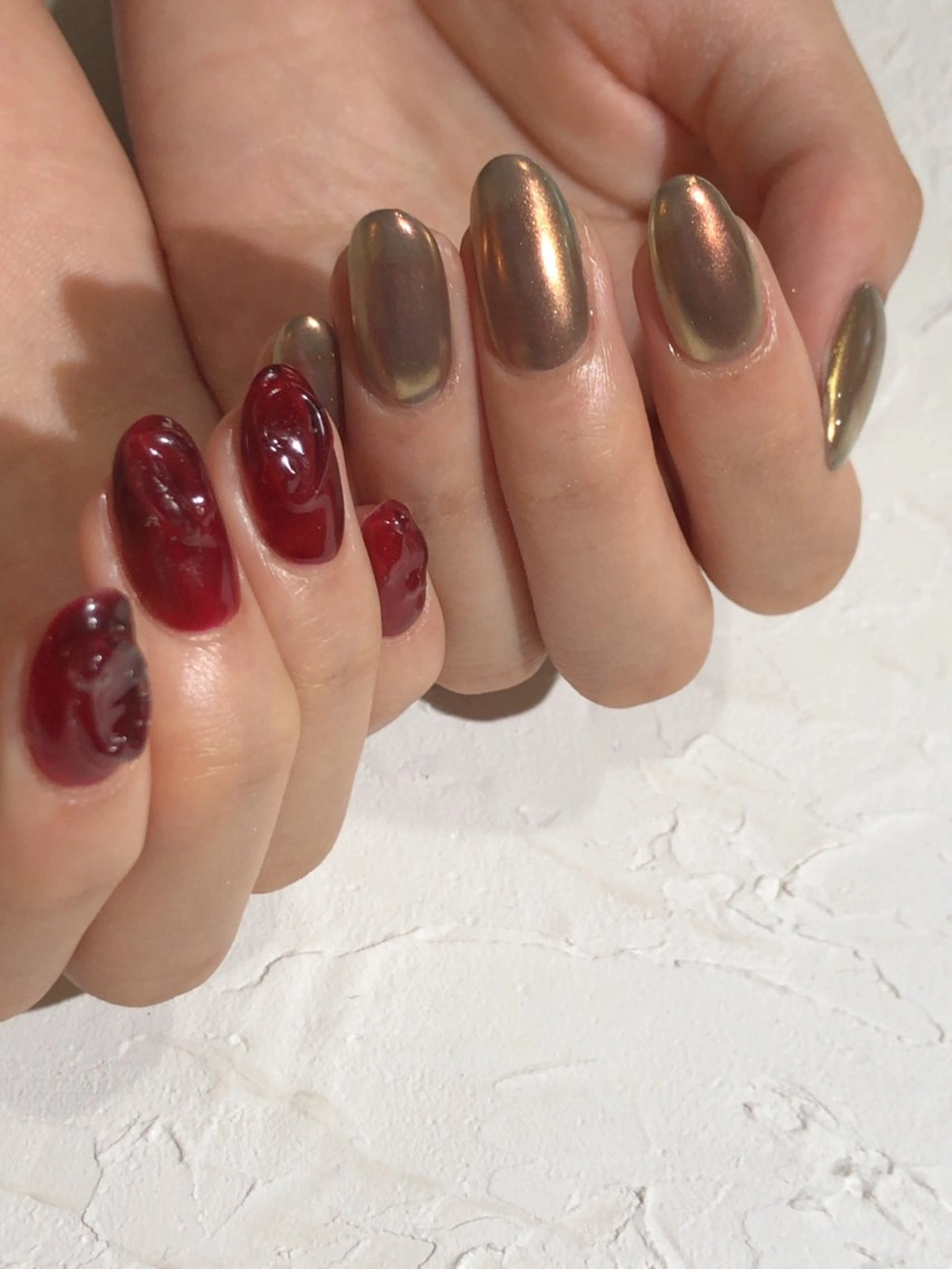 ネイル べっ甲ネイル 赤色 ハンドネイル me.hair＆nail所属・me.nail narumiのネイルデザイン