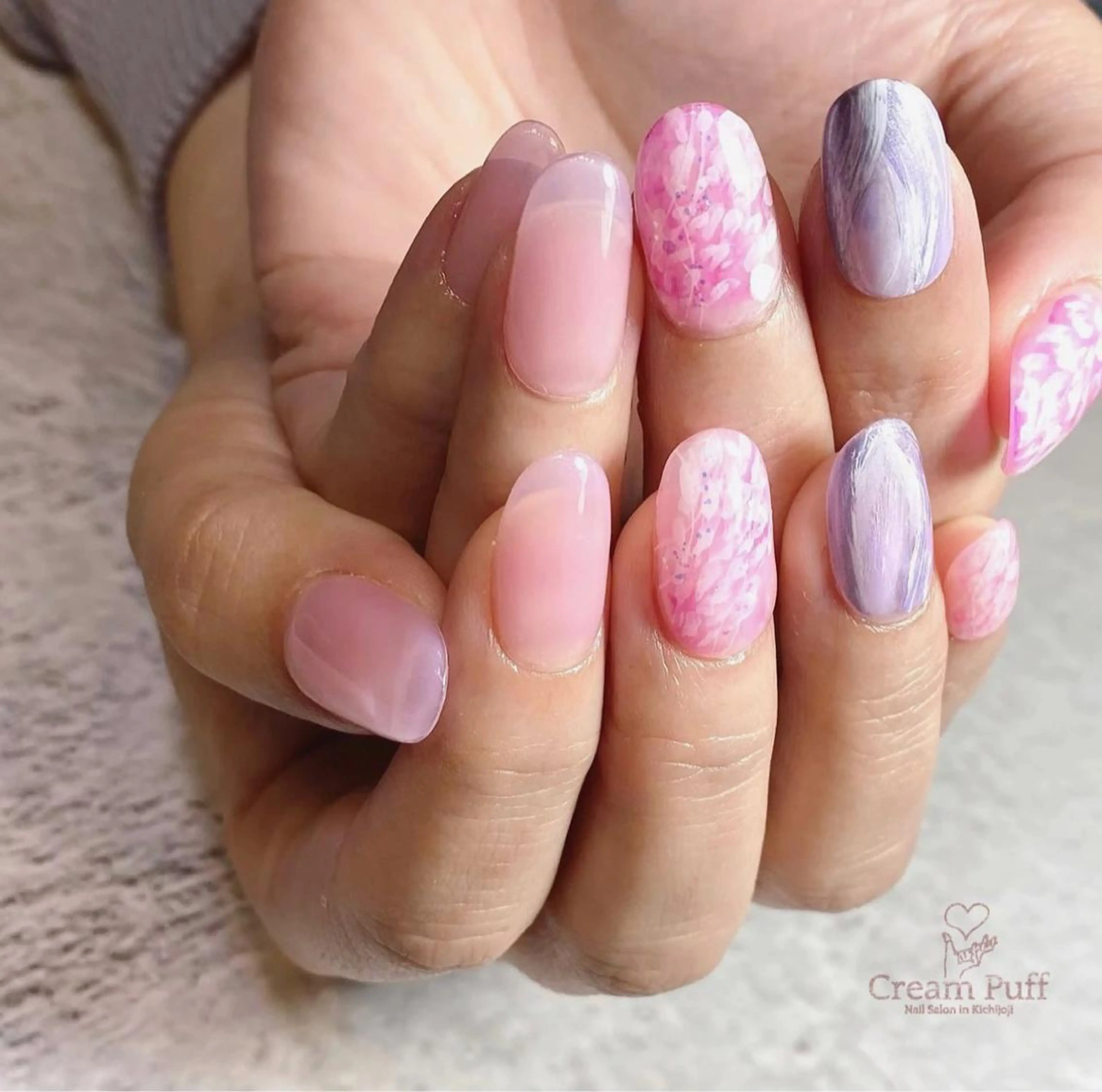 ネイル アートネイル 桜ネイル フラワーネイル グラデーション ピンク HAMANO MIKAのネイルデザイン