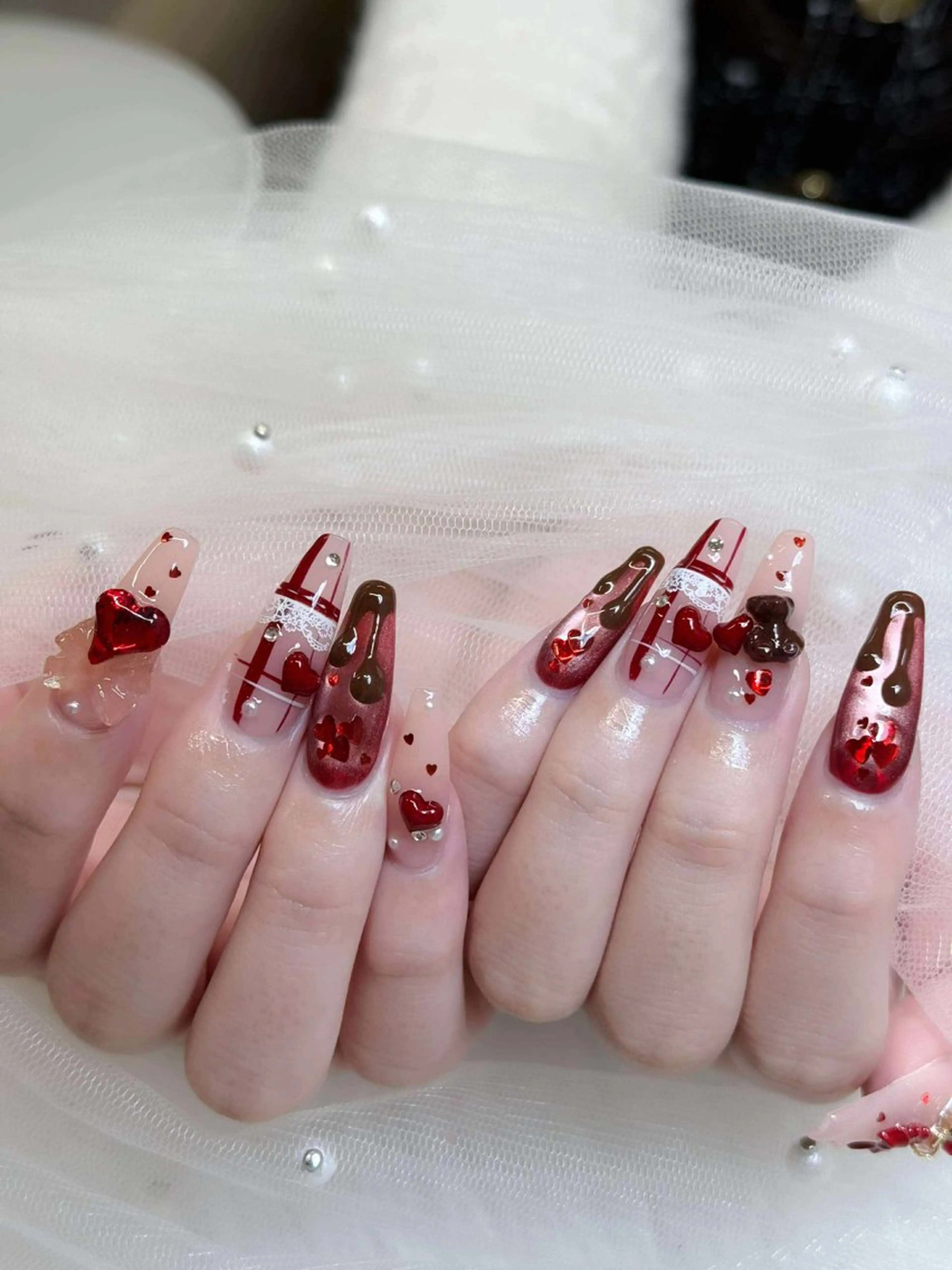 ネイル オーロラネイル チークネイル 長さ出し フレンチネイル ハロウィン ハンドネイル Lumi Nail 新大久保3‘のネイルデザイン