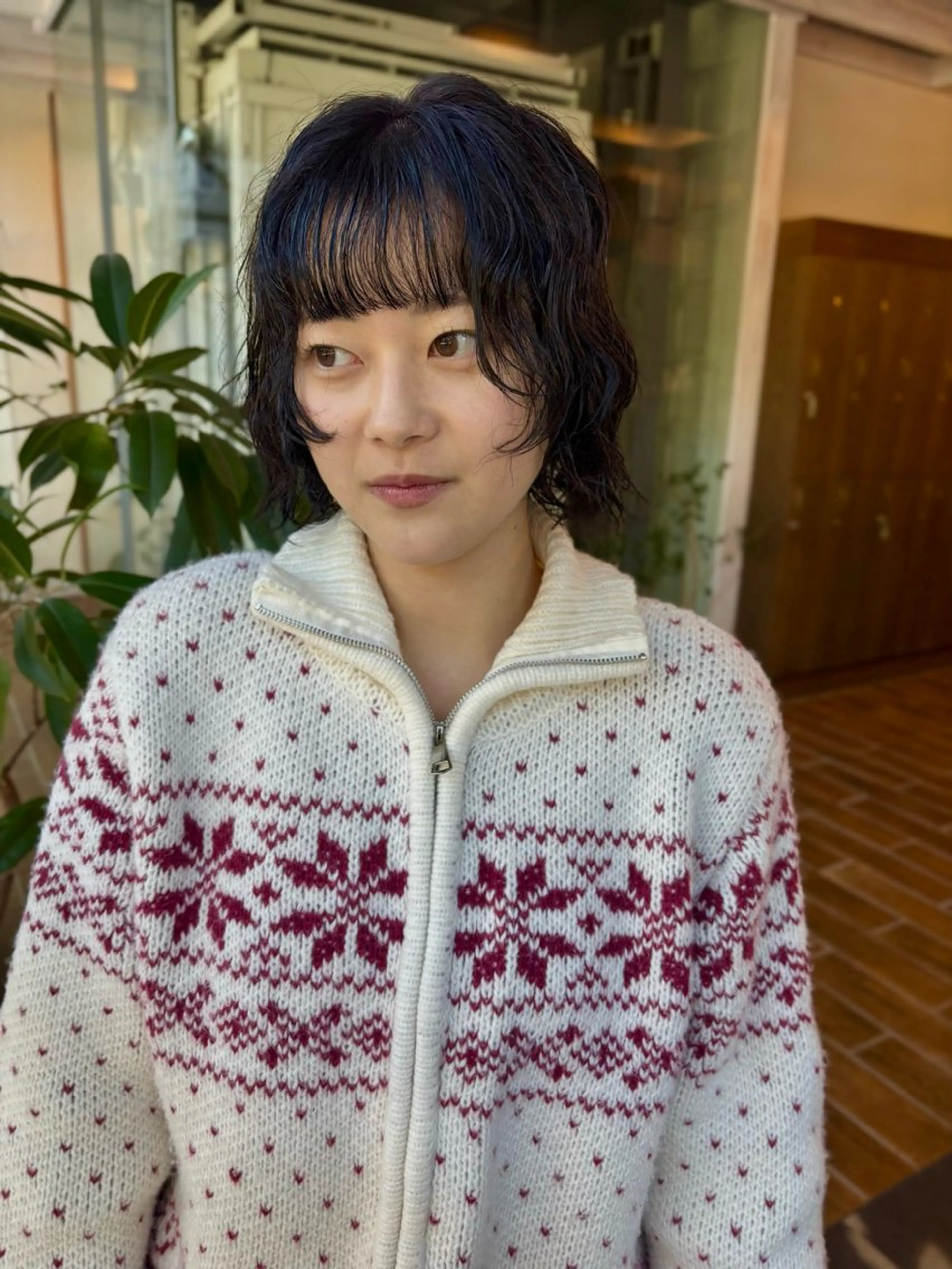 ミディアム パーマ ハイトーン/デザイン カラー/るいのヘアスタイル