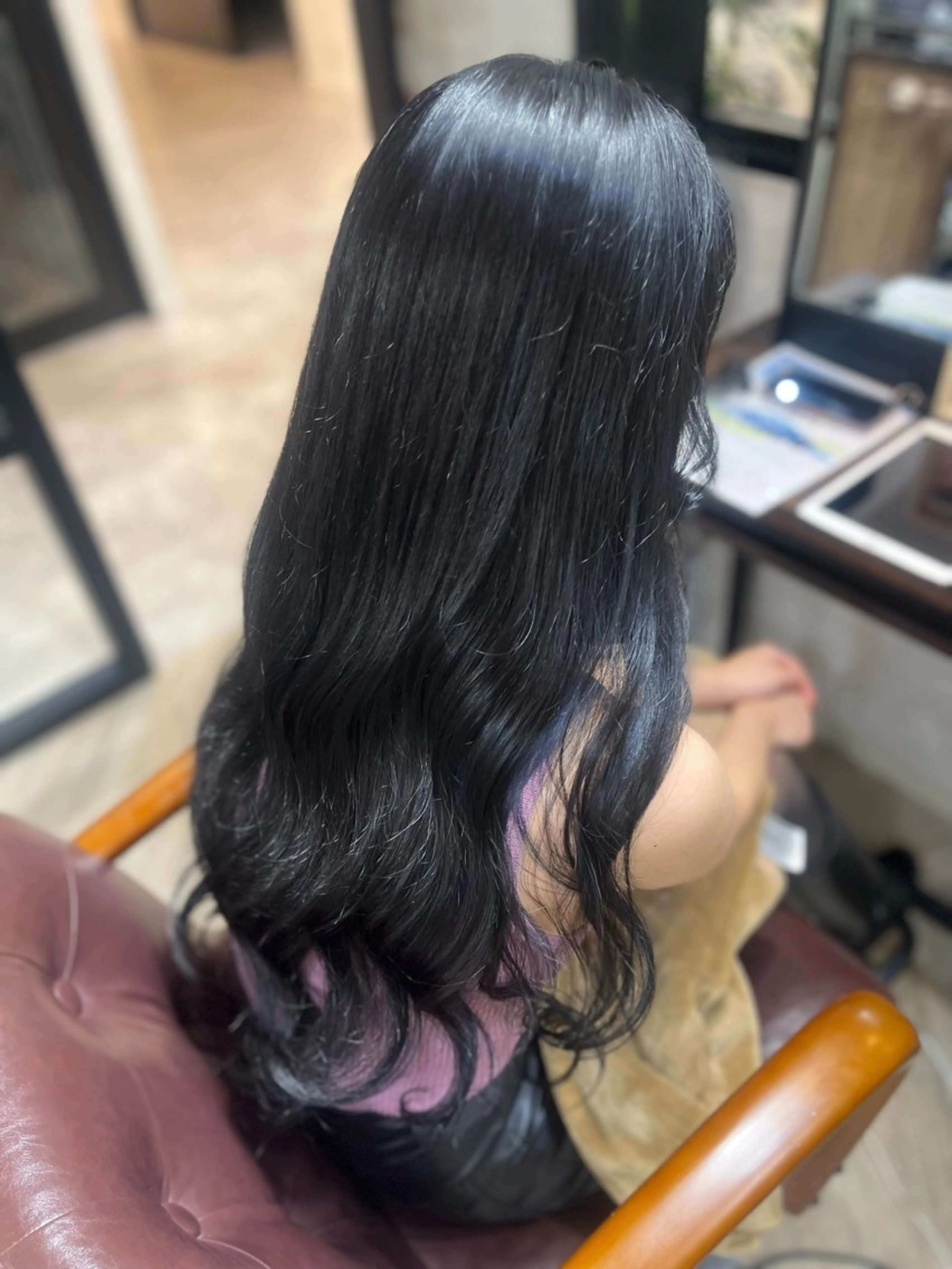 ロング カラー アッシュ ブリーチ ブルーカラー カット ヘアカラー トリートメント 🫧ぷる艶カラー🫧 Yuubi🦩のヘアスタイル