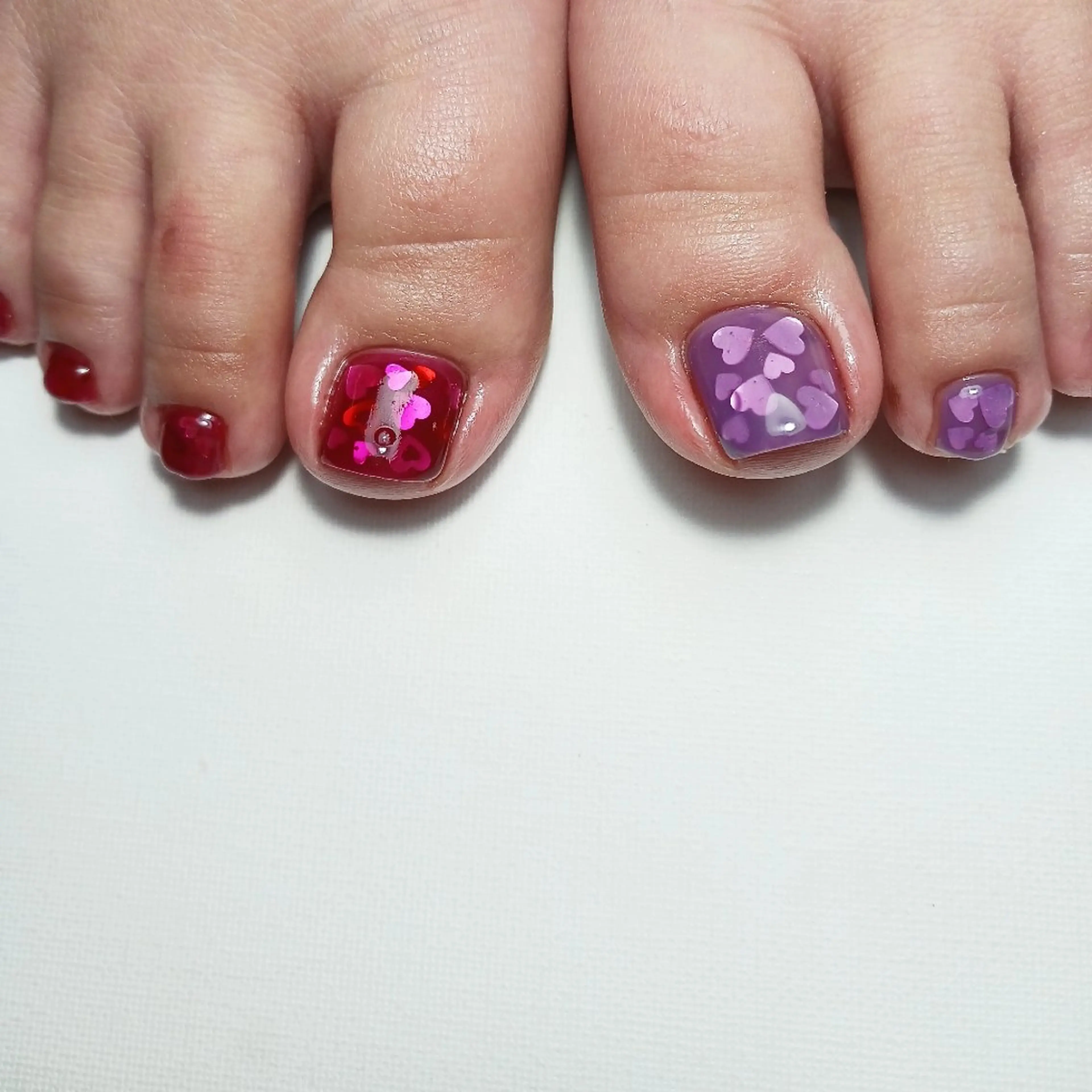 ネイル クリアネイル フットネイル ジェルネイル ハート ホログラムネイル フットネイル owlnail /持込みデザイン専門のネイルデザイン