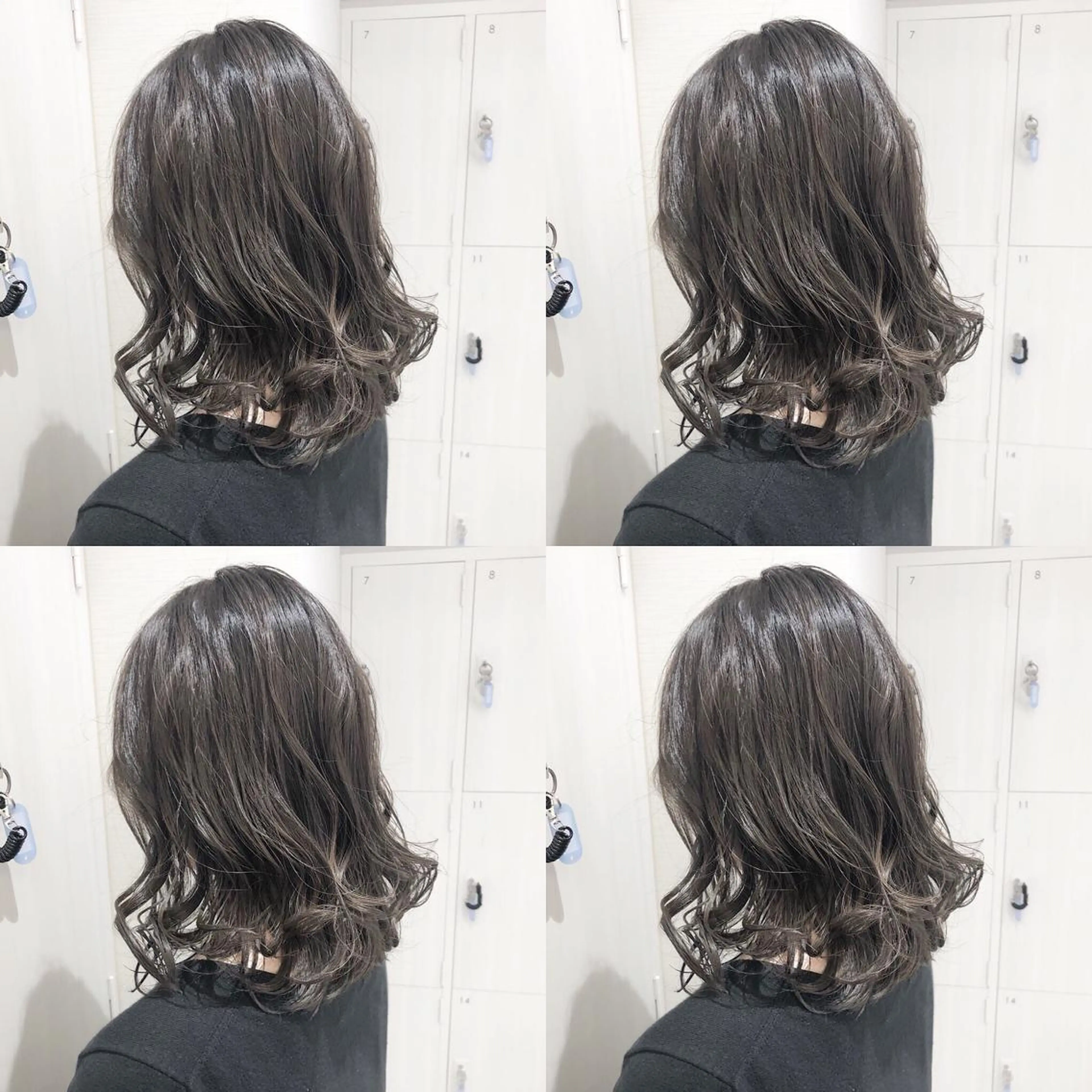 ミディアム カラー アディクシーカラー アッシュ アッシュグレー バレイヤージュ 透明感カラー レイヤー/韓国/ 顔周り/しんやのヘアスタイル