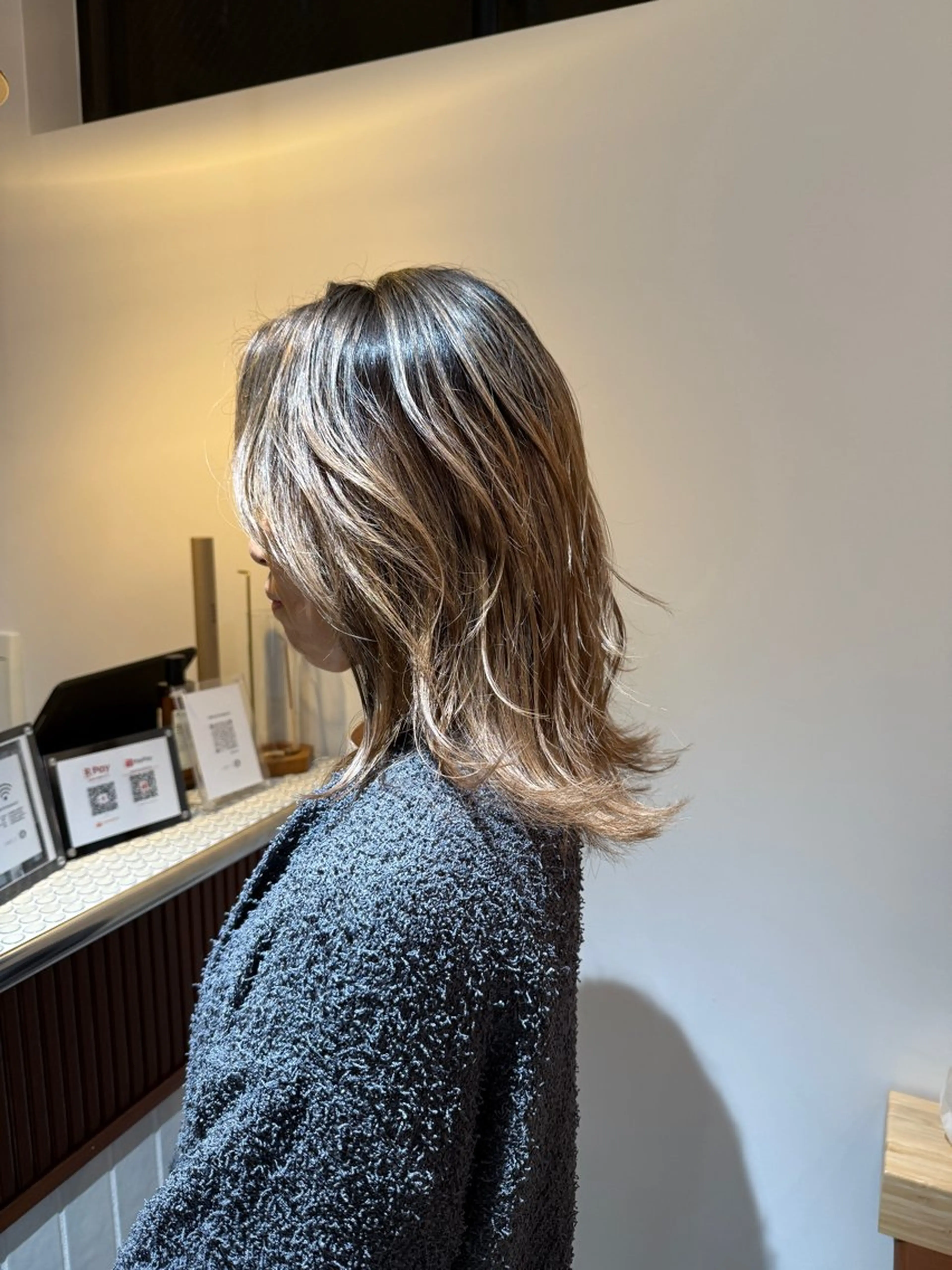 ミディアム カラー ヘアアレンジ カット ヘアカラー トリートメント opus 店長大和 レイヤー/赤み消しのヘアスタイル