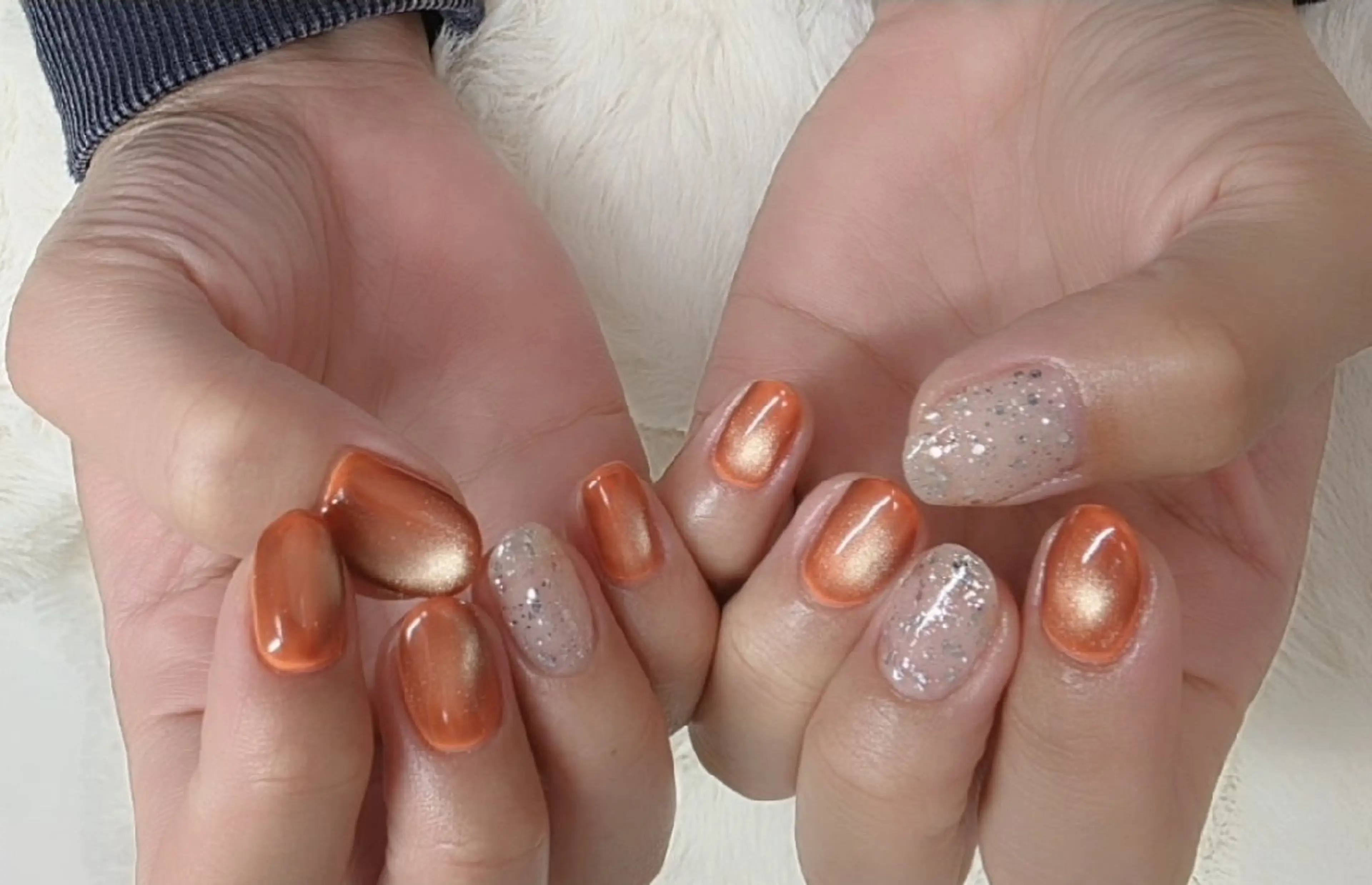 ネイル マグネットネイル オレンジ B.BROW ネイルのネイルデザイン