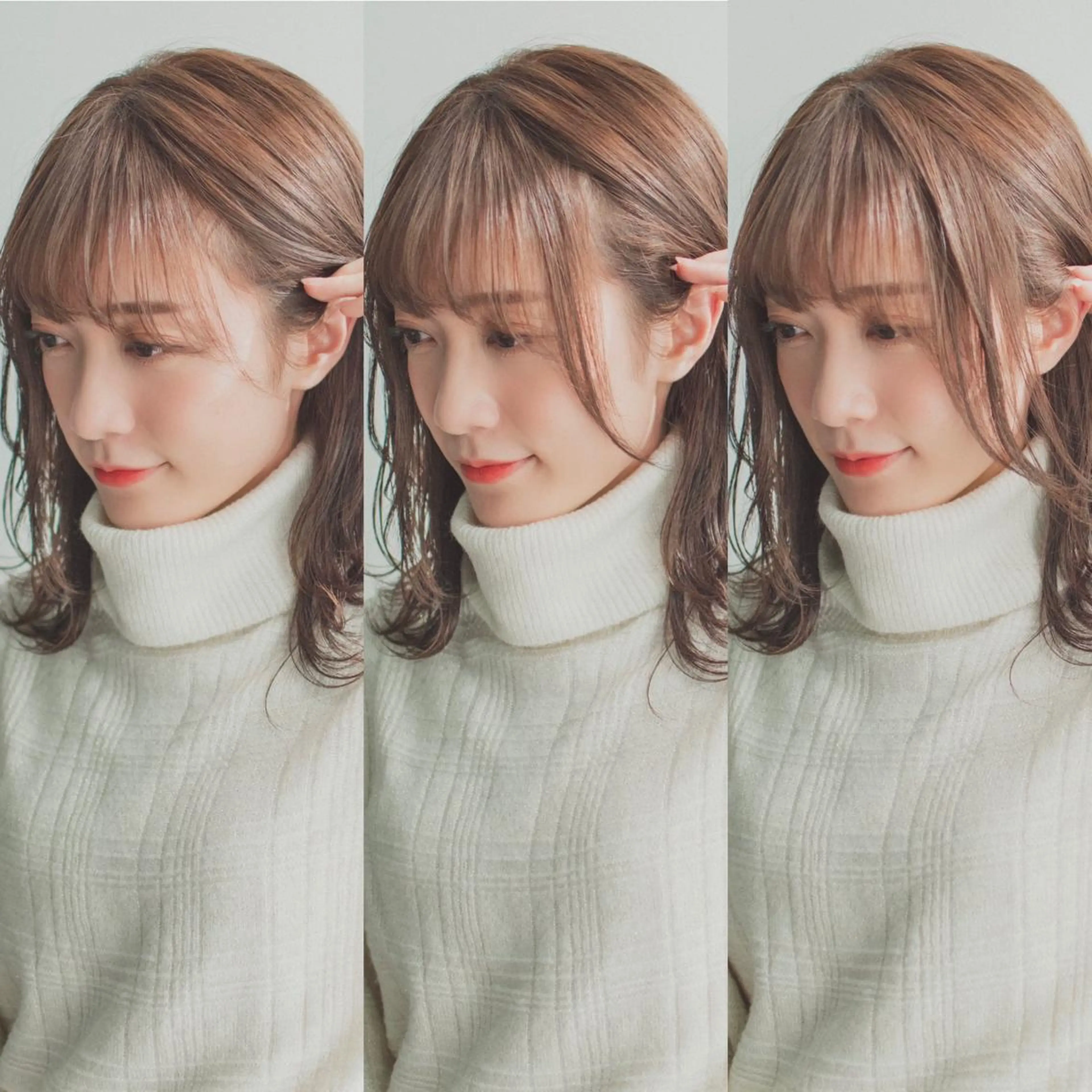 ミディアム カラー 前髪/顔周り /レイヤー/秋山 元のヘアスタイル