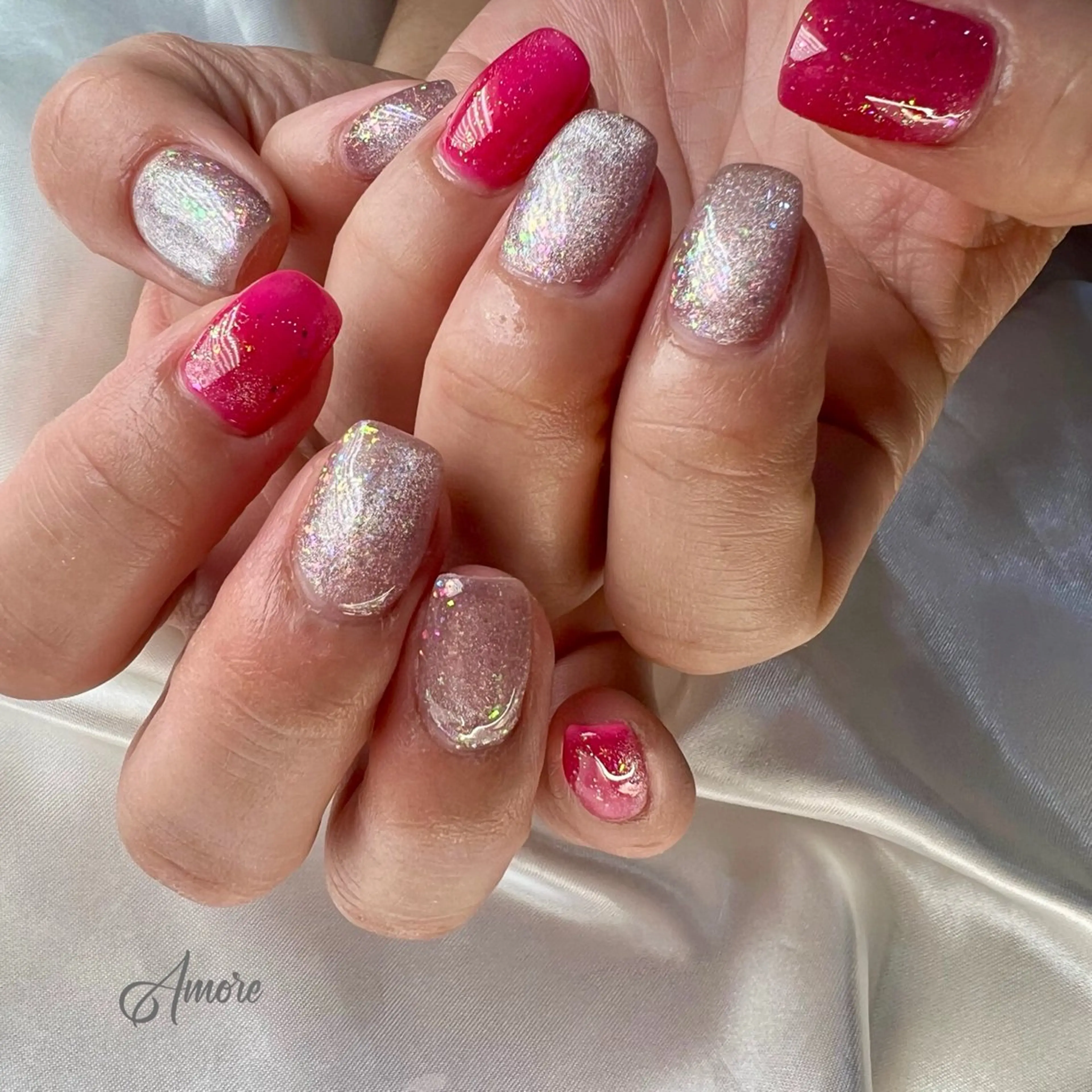 ネイル ジェルネイル キラキラネイル 韓国ネイル マグネットネイル パラジェル You kyehwaのネイルデザイン