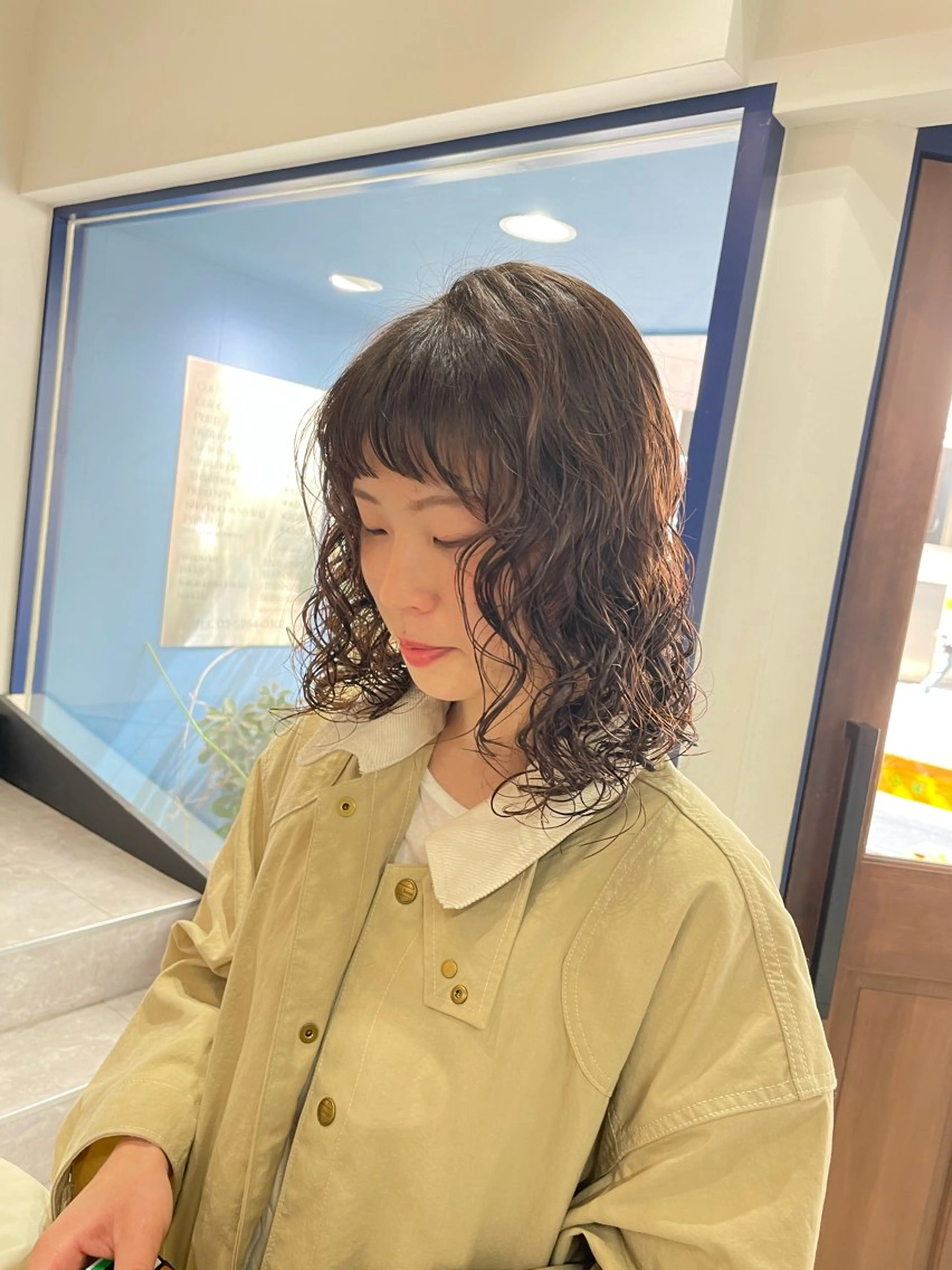 ミディアム パーマ 山本 佳奈のヘアスタイル