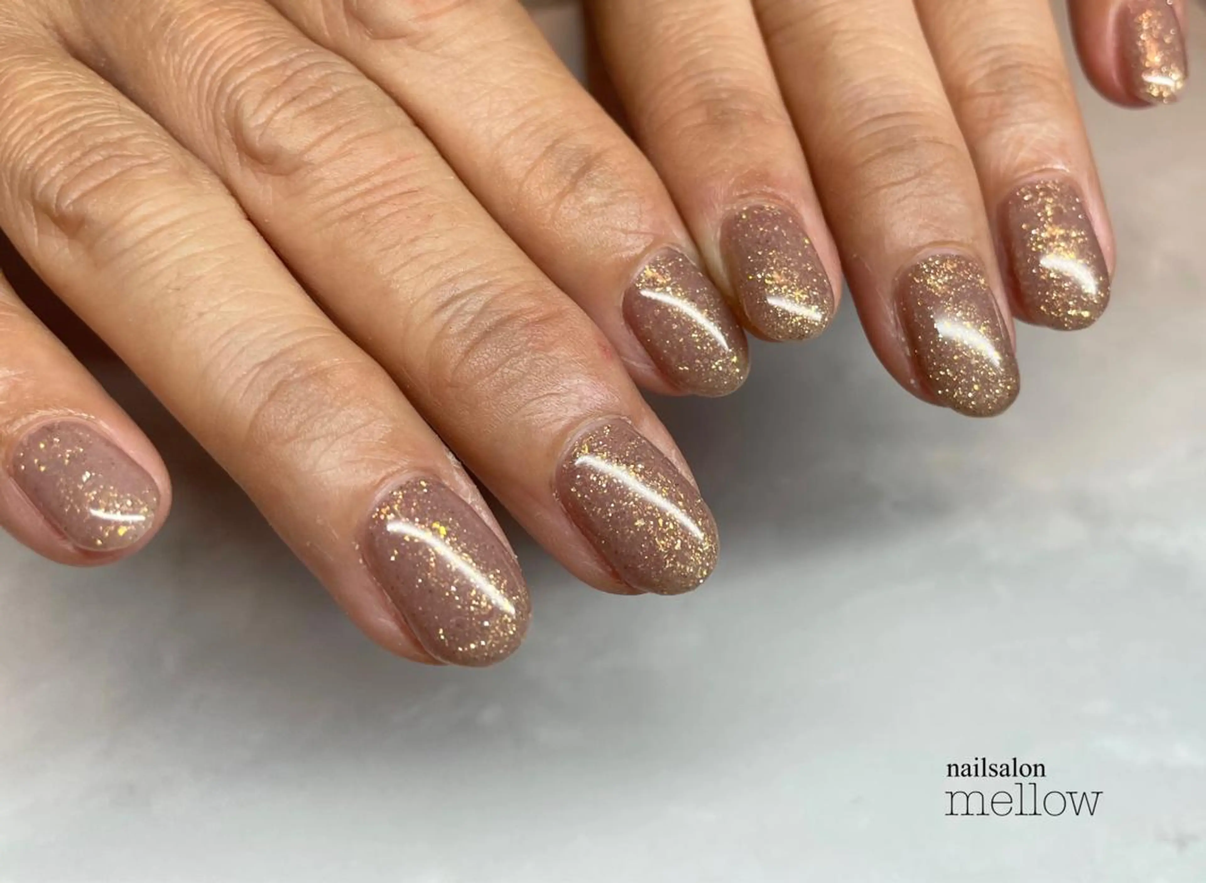 ネイル ブラウン ラメ(グリッター) 大山 浩美のネイルデザイン