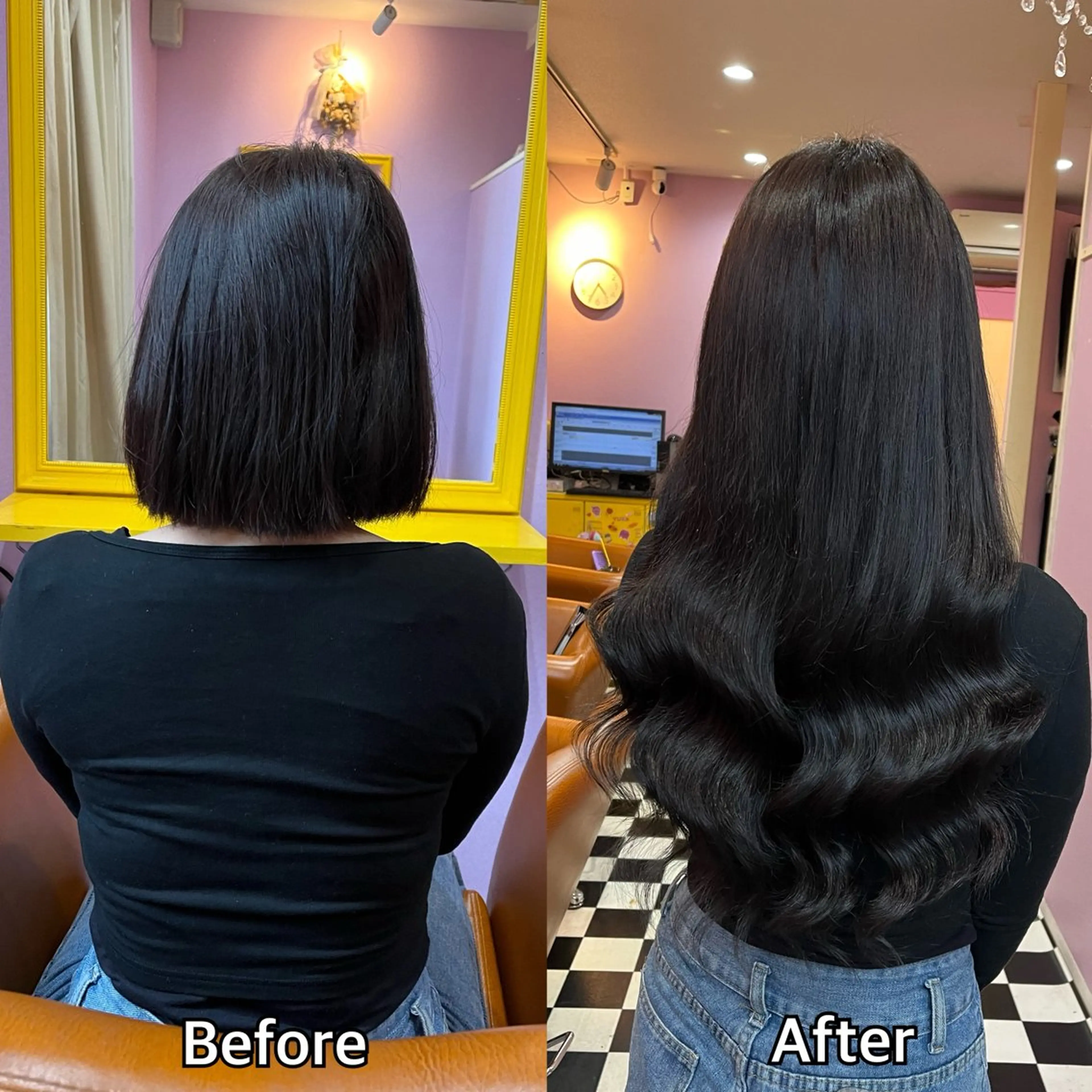 ロング シール＋ちび編み込み エクステ梅田🐨のヘアスタイル