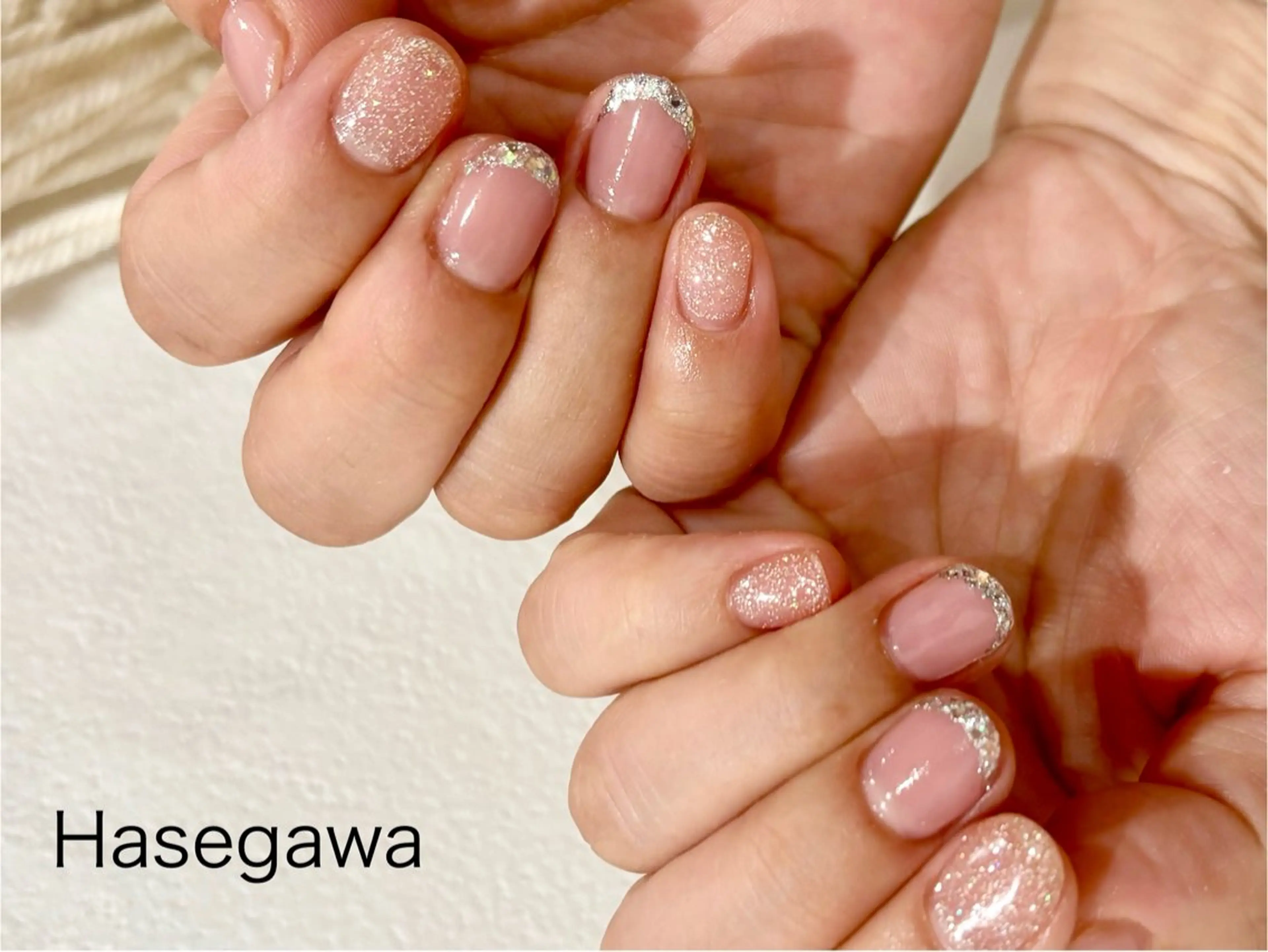 ネイル フラッシュネイル フレンチネイル ガラスフレンチ ハンドネイル DROP所属・DROP 長谷川のネイルデザイン