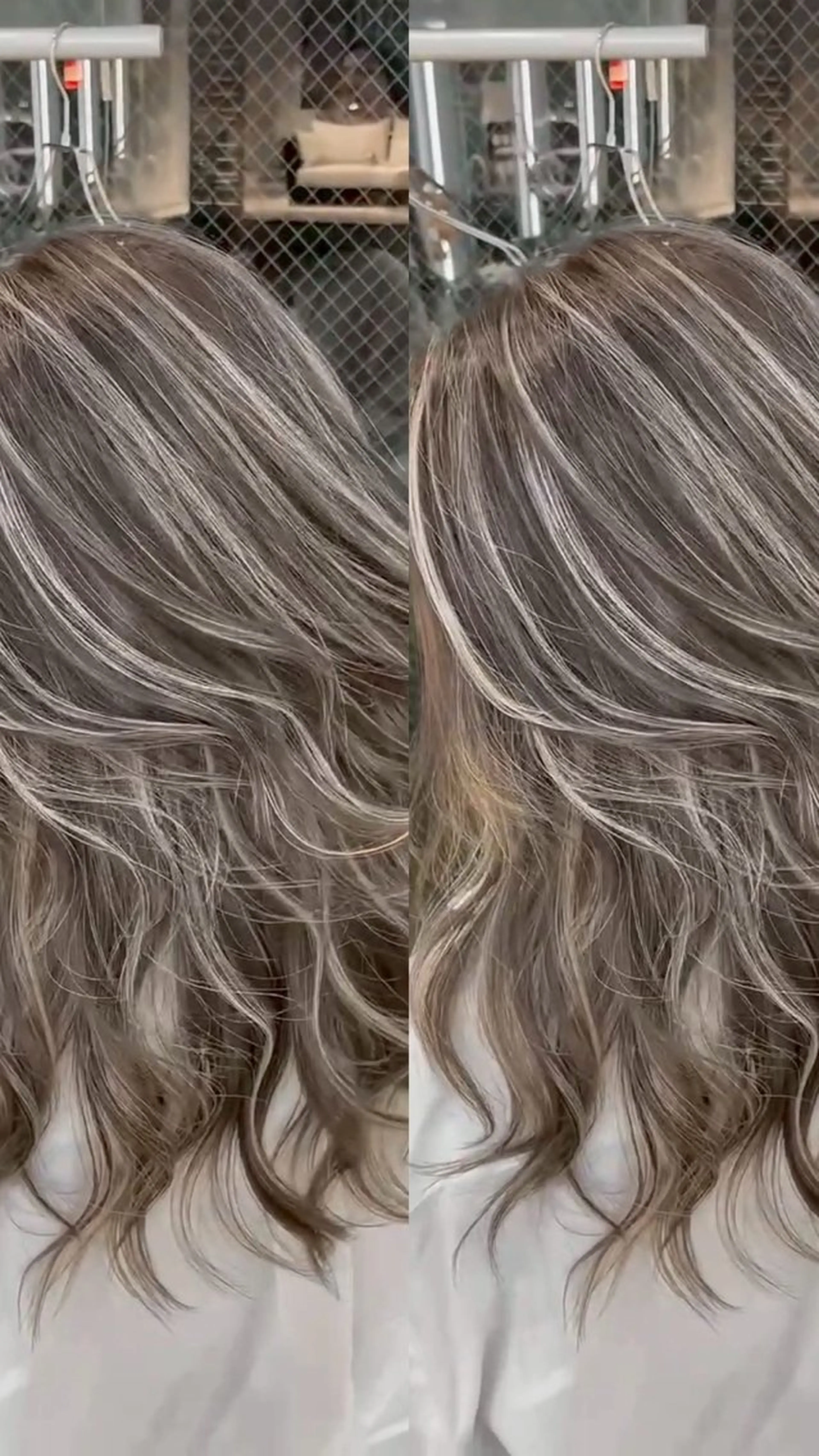 ロング カラー ブリーチ グレージュ ハイライトカラー ハイライト ヘアカラー トリートメント 表参道/ハイライト バレイヤージュのヘアスタイル