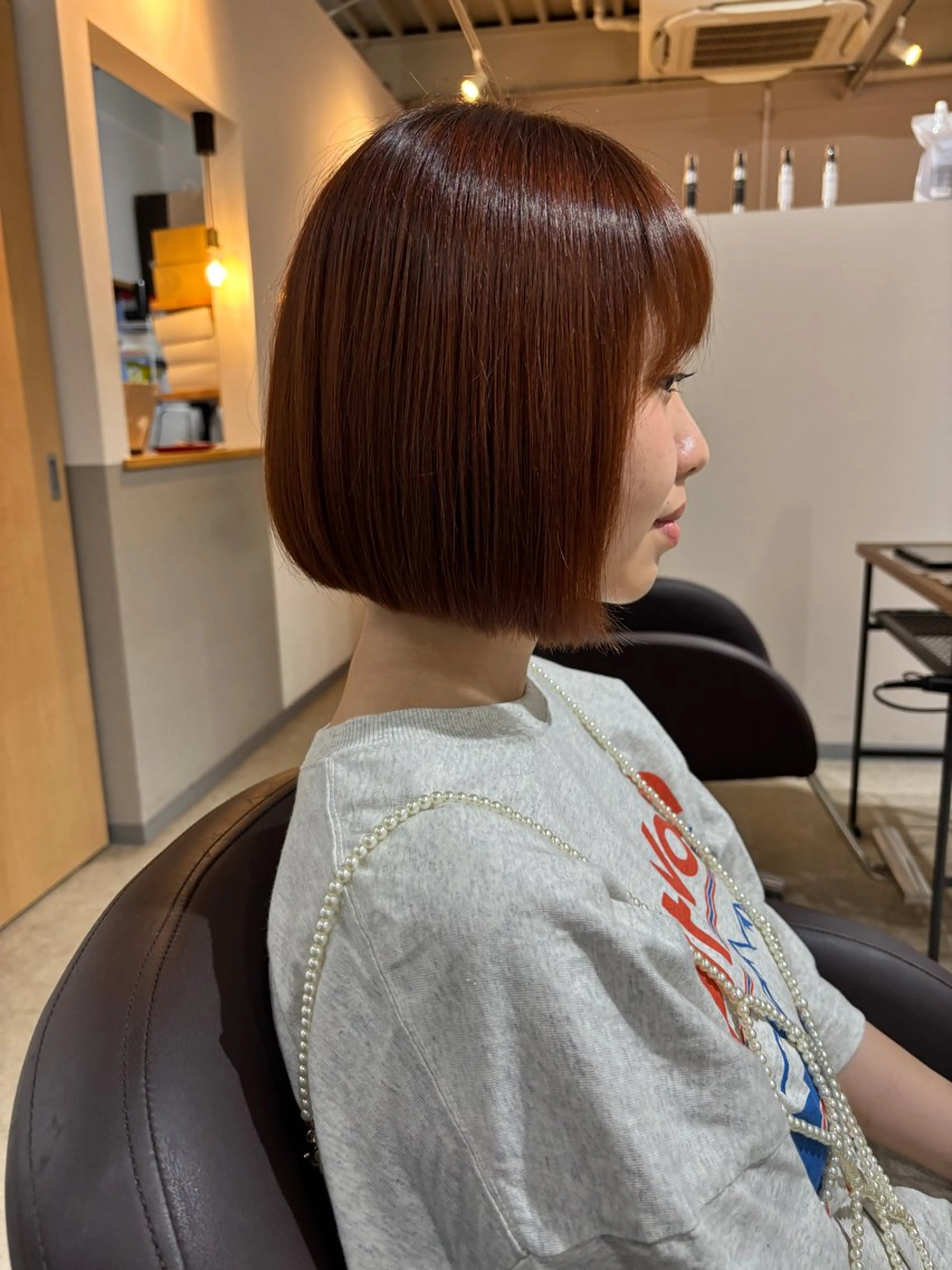 ショート ボブ 韓国風ヘア レイヤーカット ショートヘア 縮毛矯正 ブリーチカラー🤍 髪質改善🌟のヘアスタイル