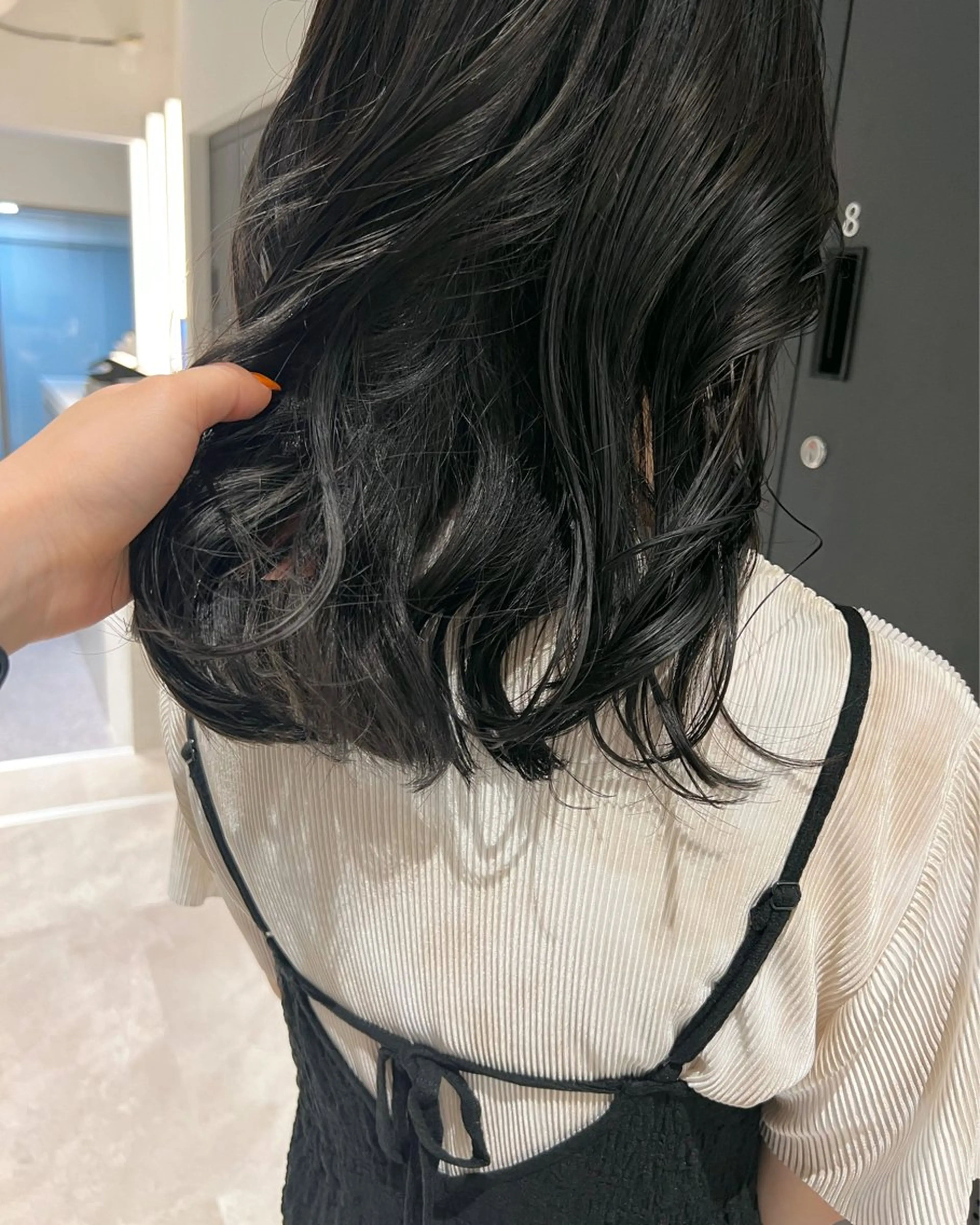 ミディアム カラー 暗髪カラー🫐パーマ おくだりんかのヘアスタイル