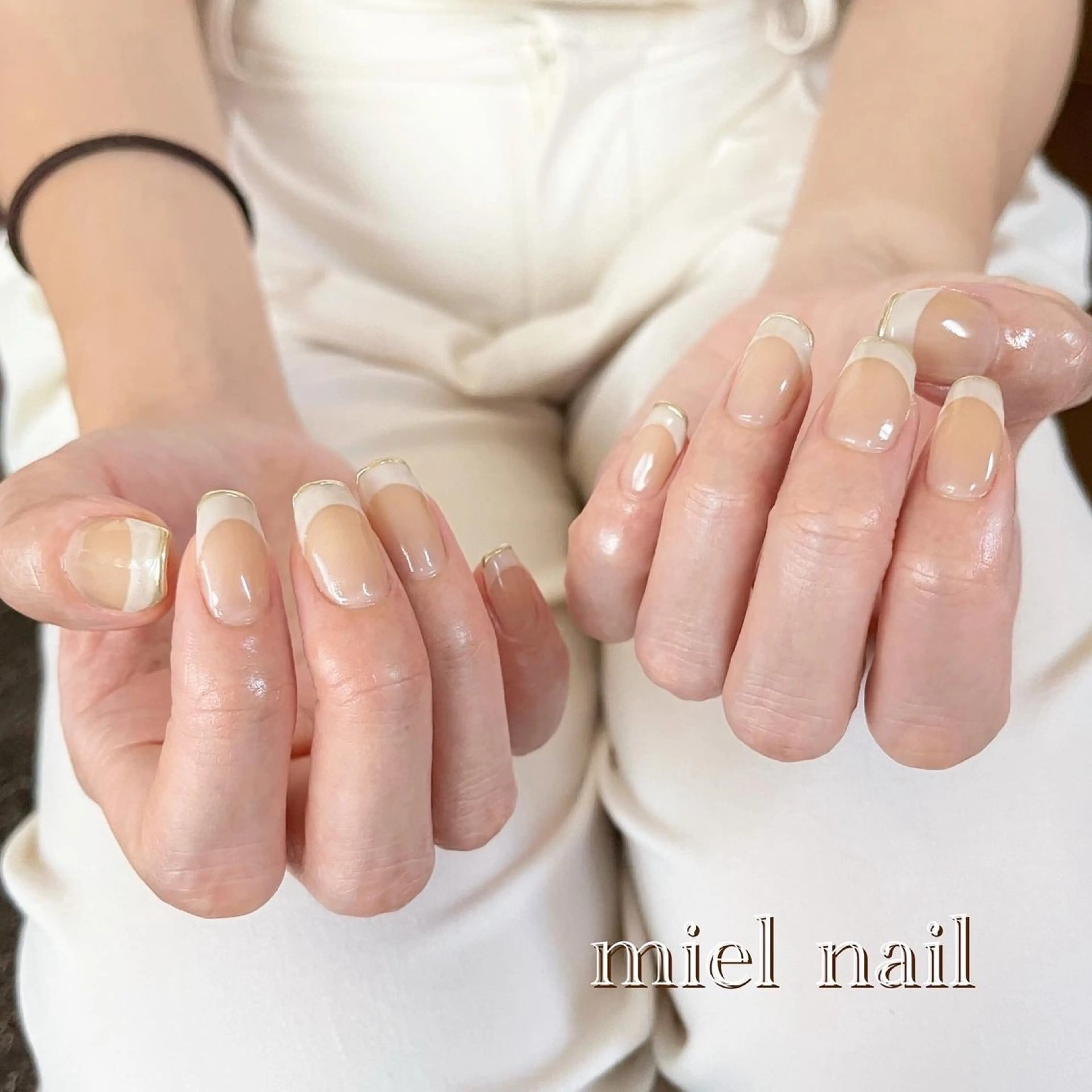 ネイル フレンチネイル ミラーネイル 冬ネイル miel nailのネイルデザイン