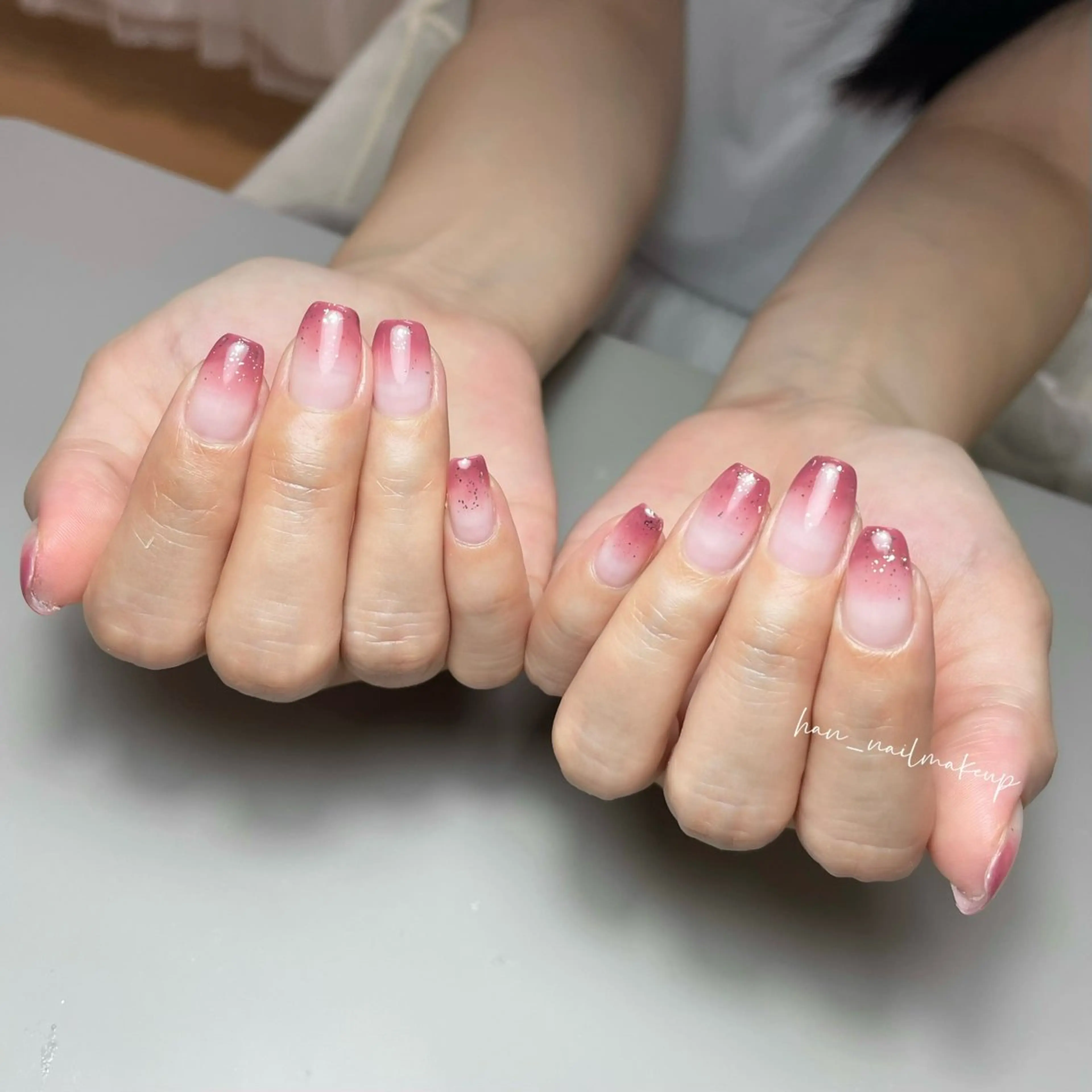 ネイル グラデーション ラメ(グリッター) ワンカラーネイル Han Nail 【y&m】のネイルデザイン