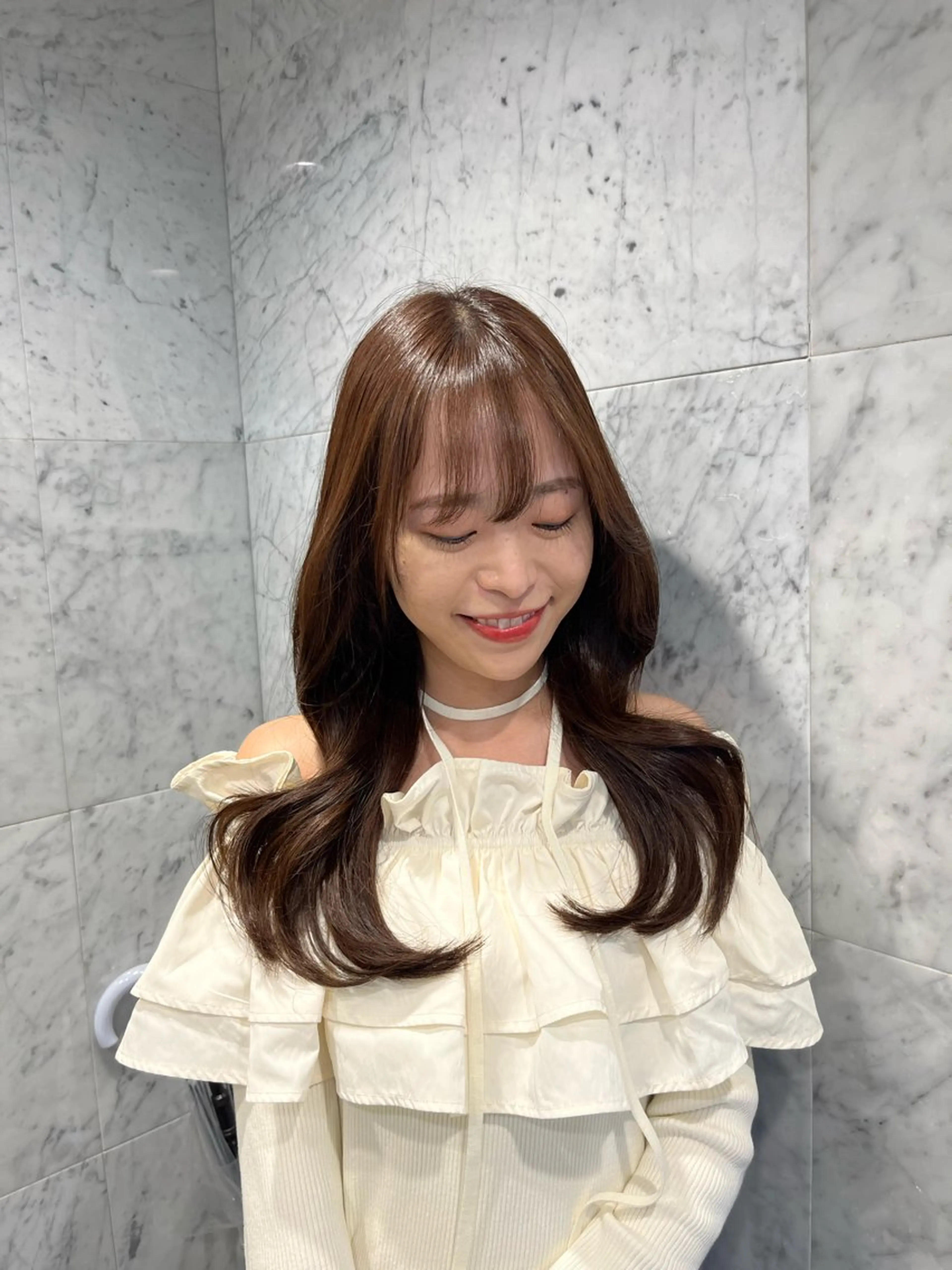 セミロング カラー ブラウンカラー ナチュラルブラウン くびれヘア カット ヘアカラー トリートメント 🦋レイヤー職人 猪瀬玲奈🦋のヘアスタイル