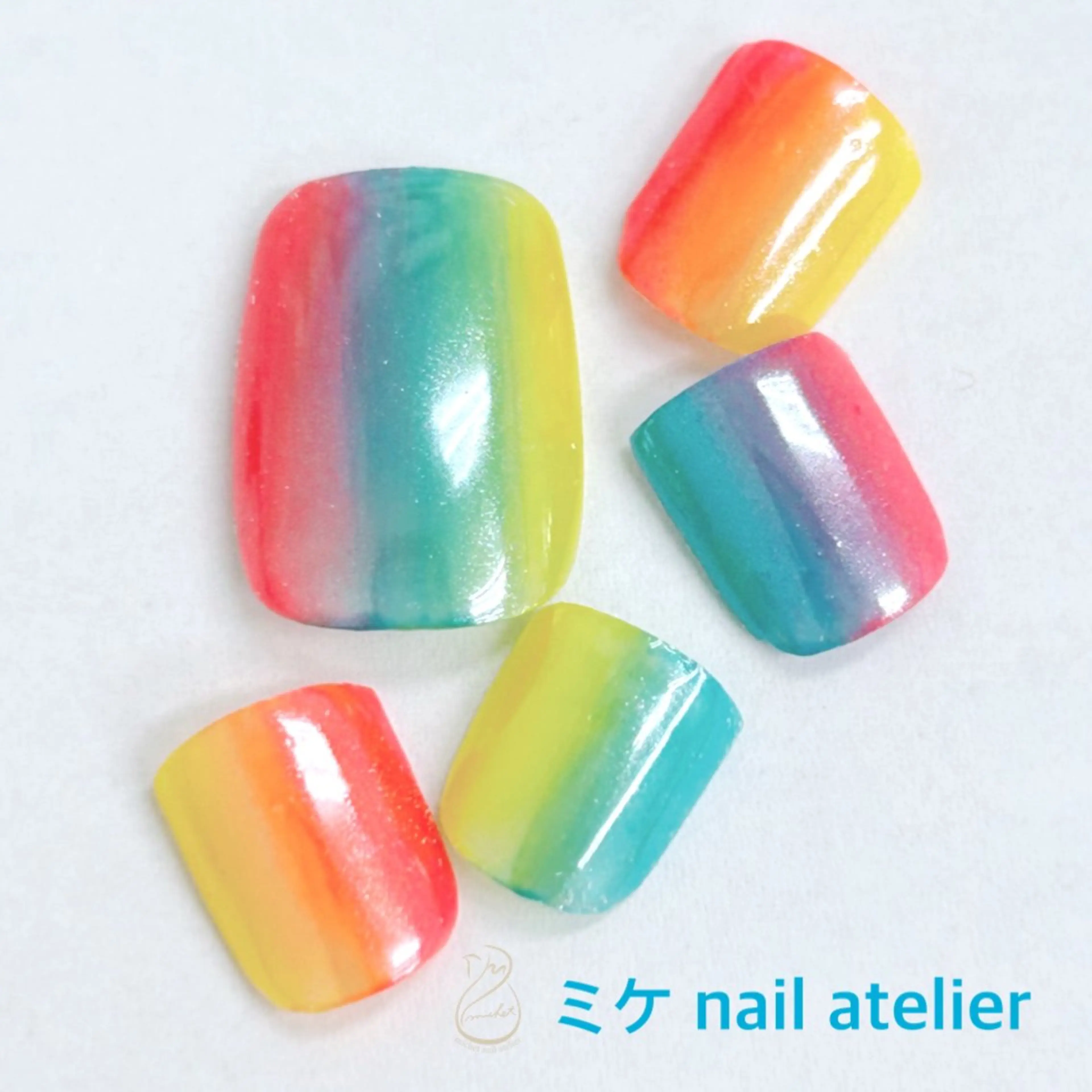 ネイル ブルー フットネイル ジェルネイル グラデーション ミラーネイル フットネイル h. rikaのネイルデザイン