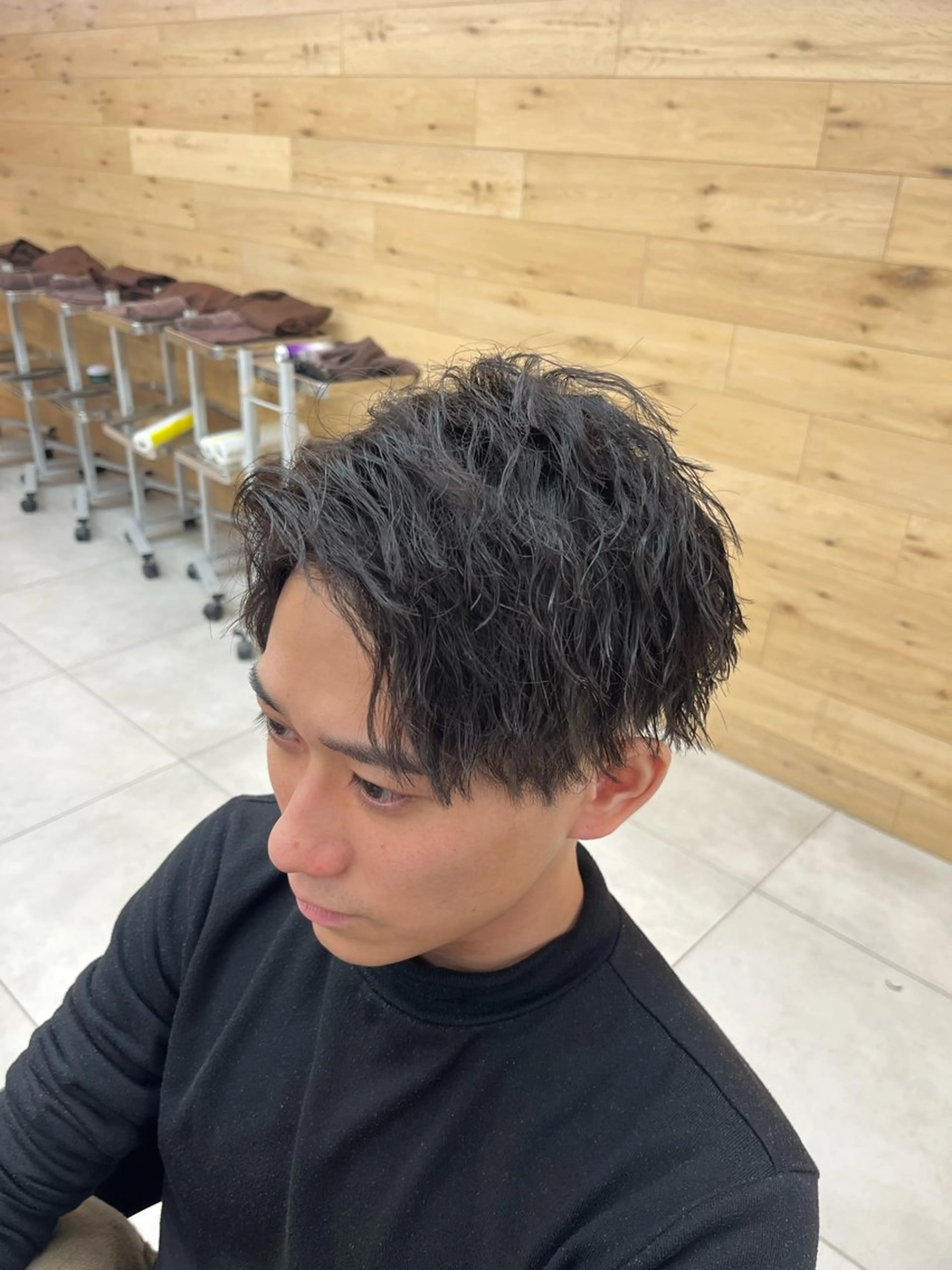 ミディアム パーマ メンズ ブリーチパーマ🌍 正木天のヘアスタイル