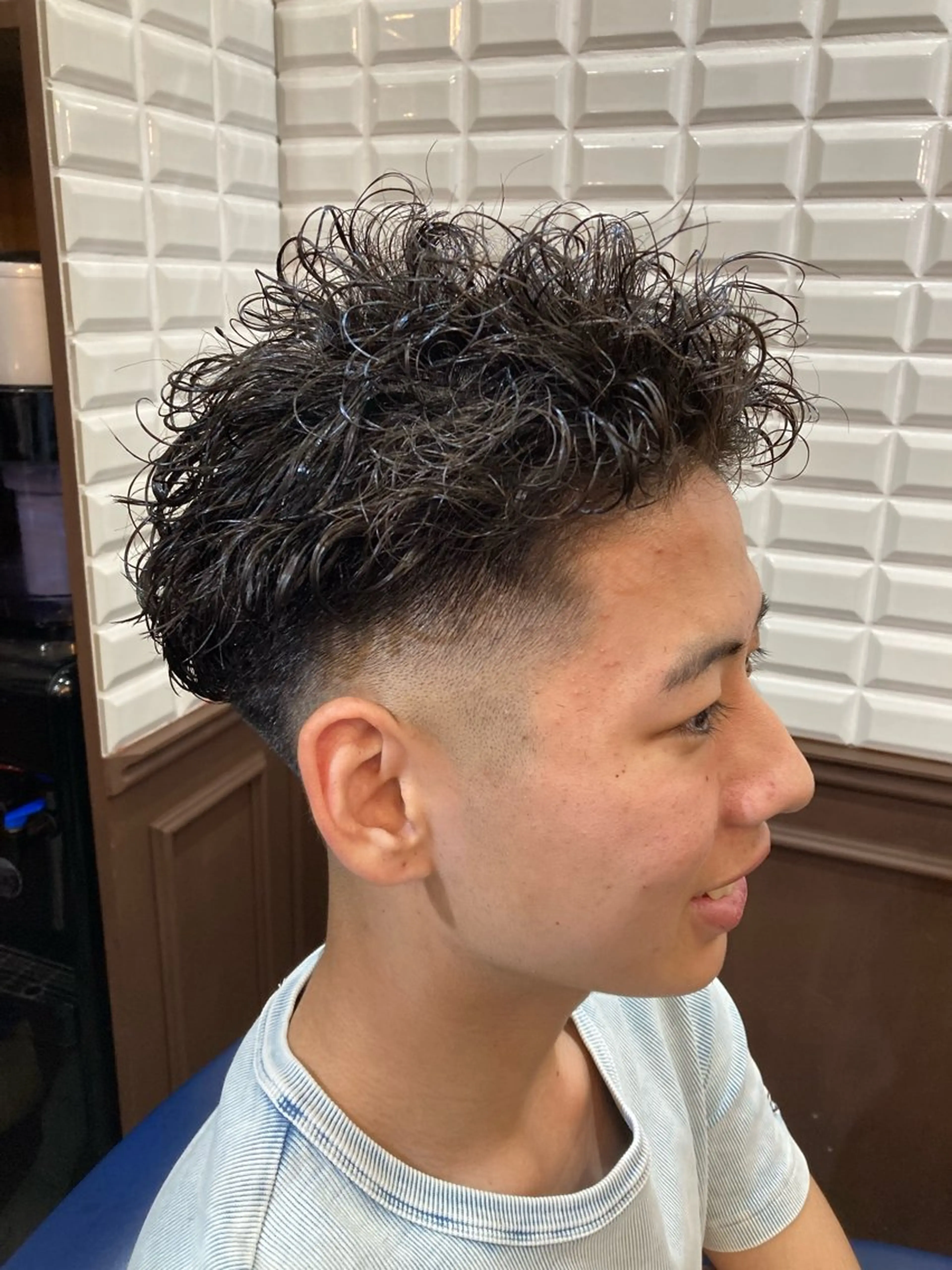 ショート メンズ メンズパーマ 波巻きパーマ ルピナス中田店長 山口大地のヘアスタイル