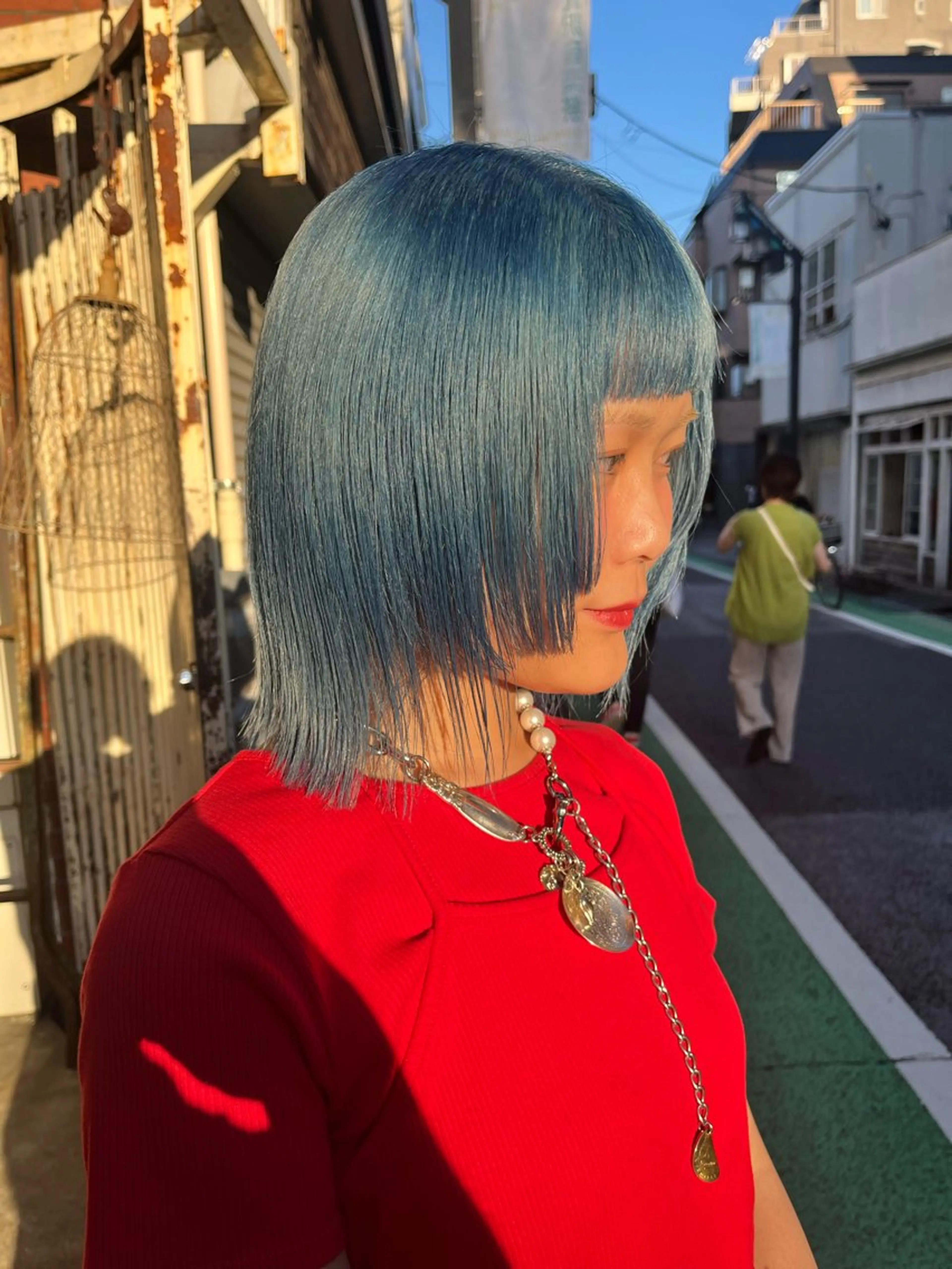 ミディアム カラー カット ヘアカラー トリートメント ハイトーン/レイヤー ハッシュカット/牧原のヘアスタイル