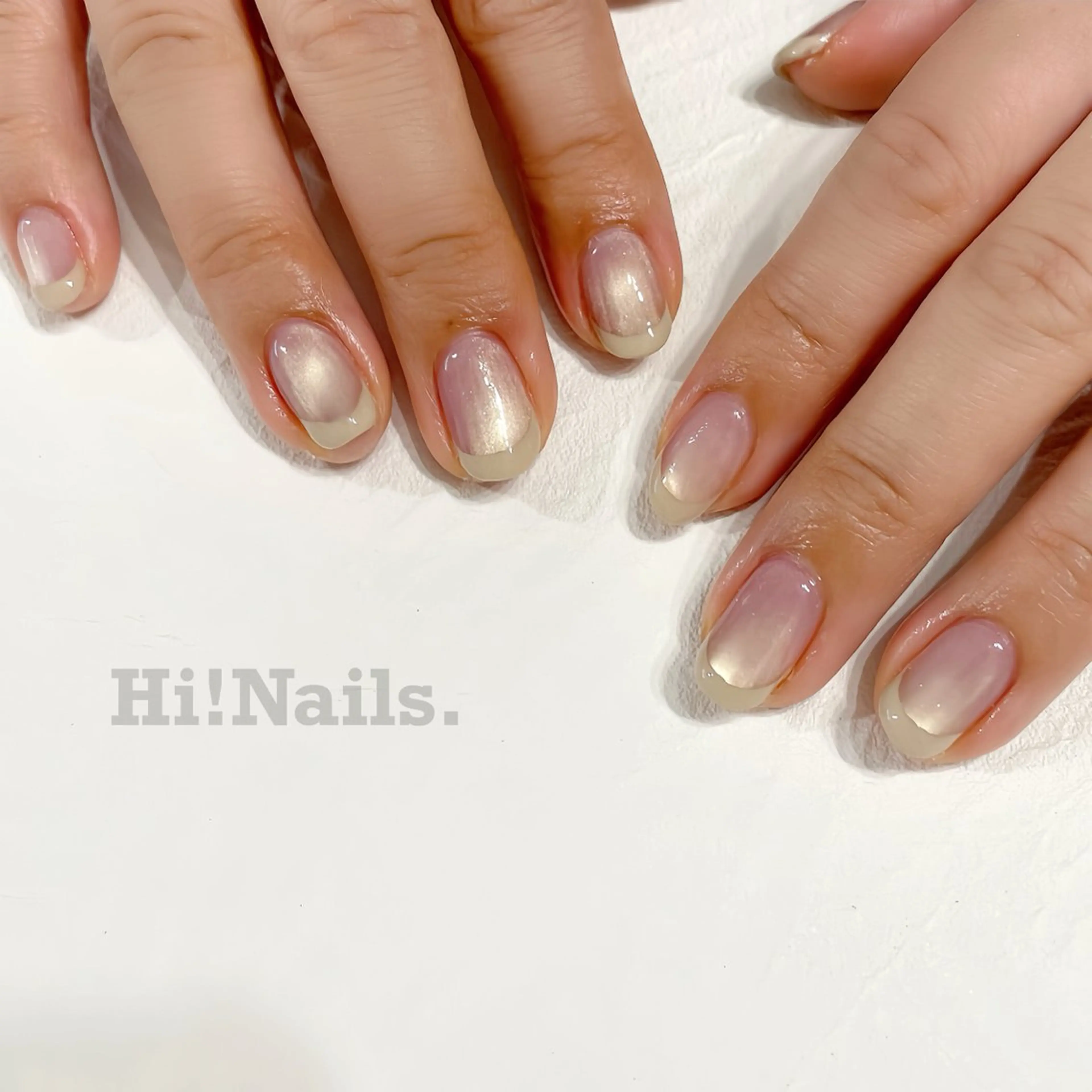 ネイル カジュアル フレンチネイル マグネットネイル ワンホンネイル ホワイト Hi!Nails /Shizuka☺︎のネイルデザイン
