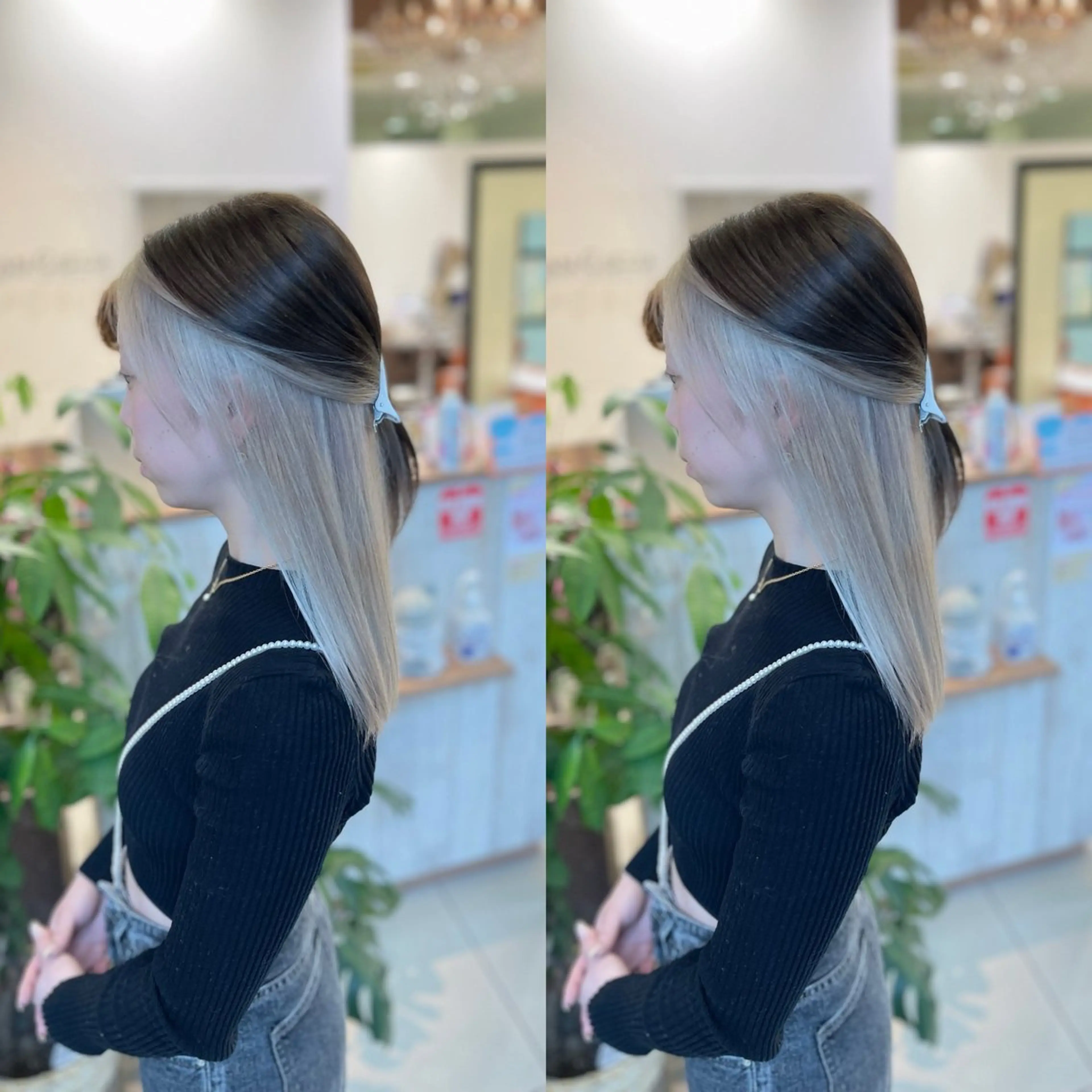 セミロング ヘアカラー Y Uのヘアスタイル