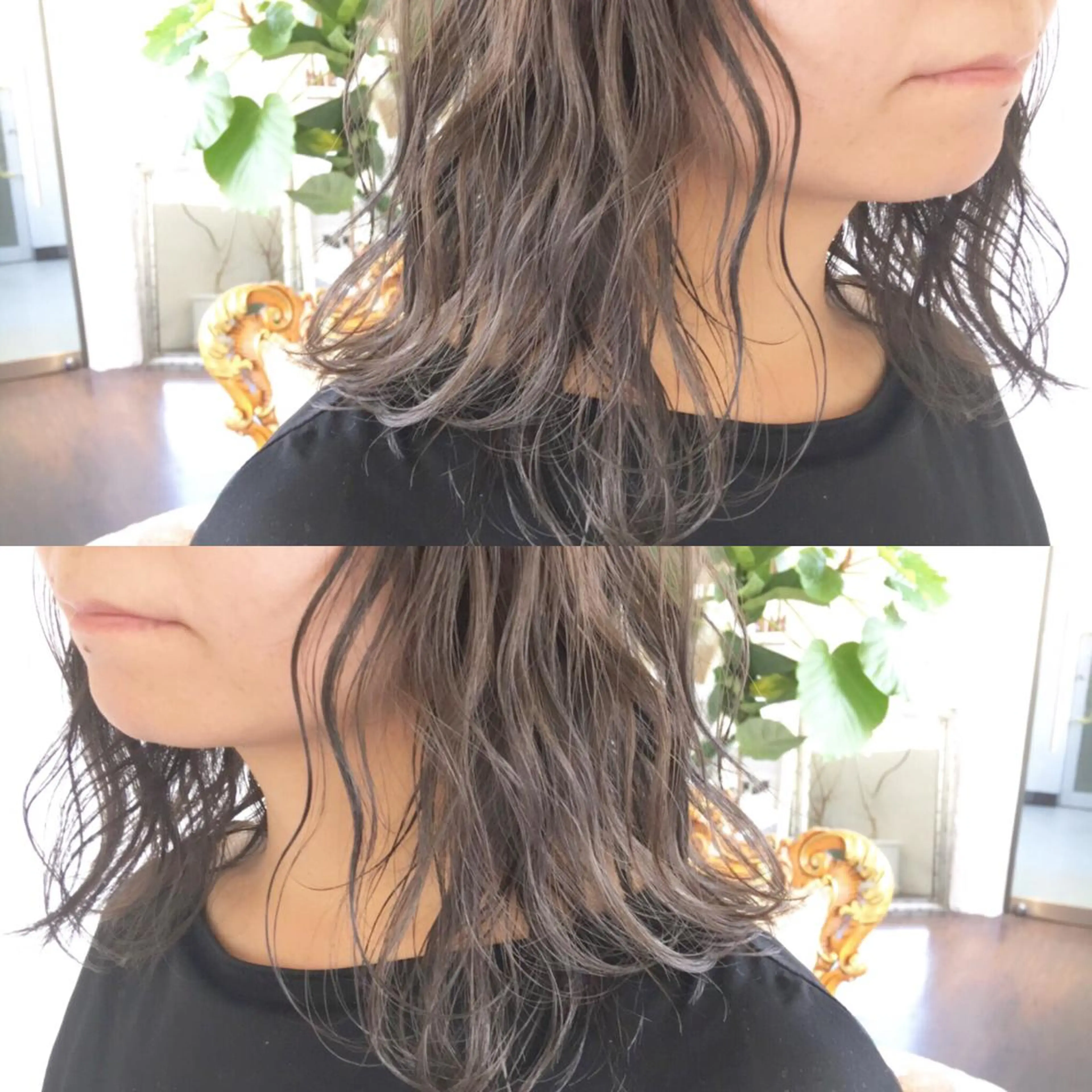 ロング カラー パーマ ヘアアレンジ アッシュ ベージュカラー エグチ アキラのヘアスタイル