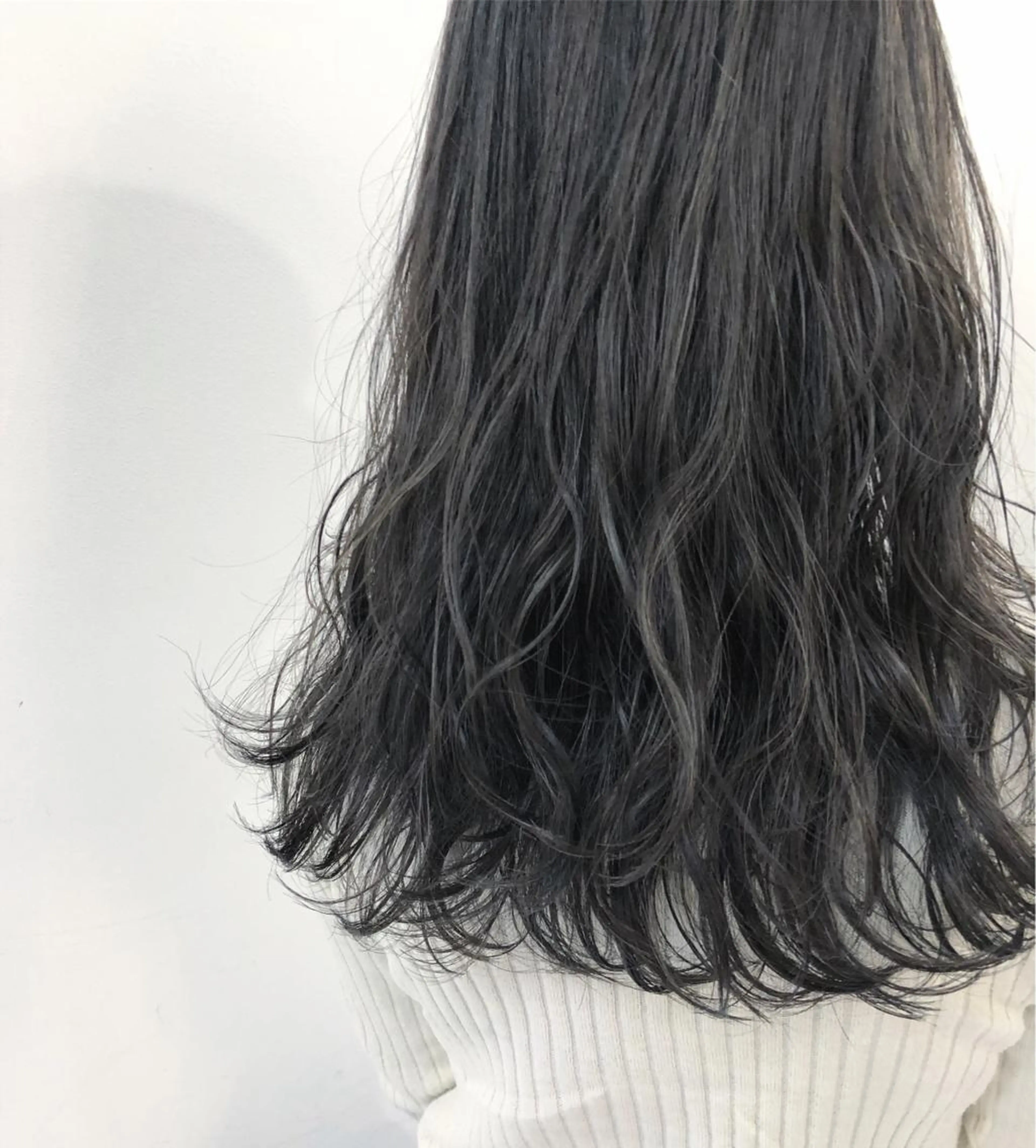 セミロング カラー ダークグレー ハイライトカラー ハイライト ニシオカ タクヤのヘアスタイル