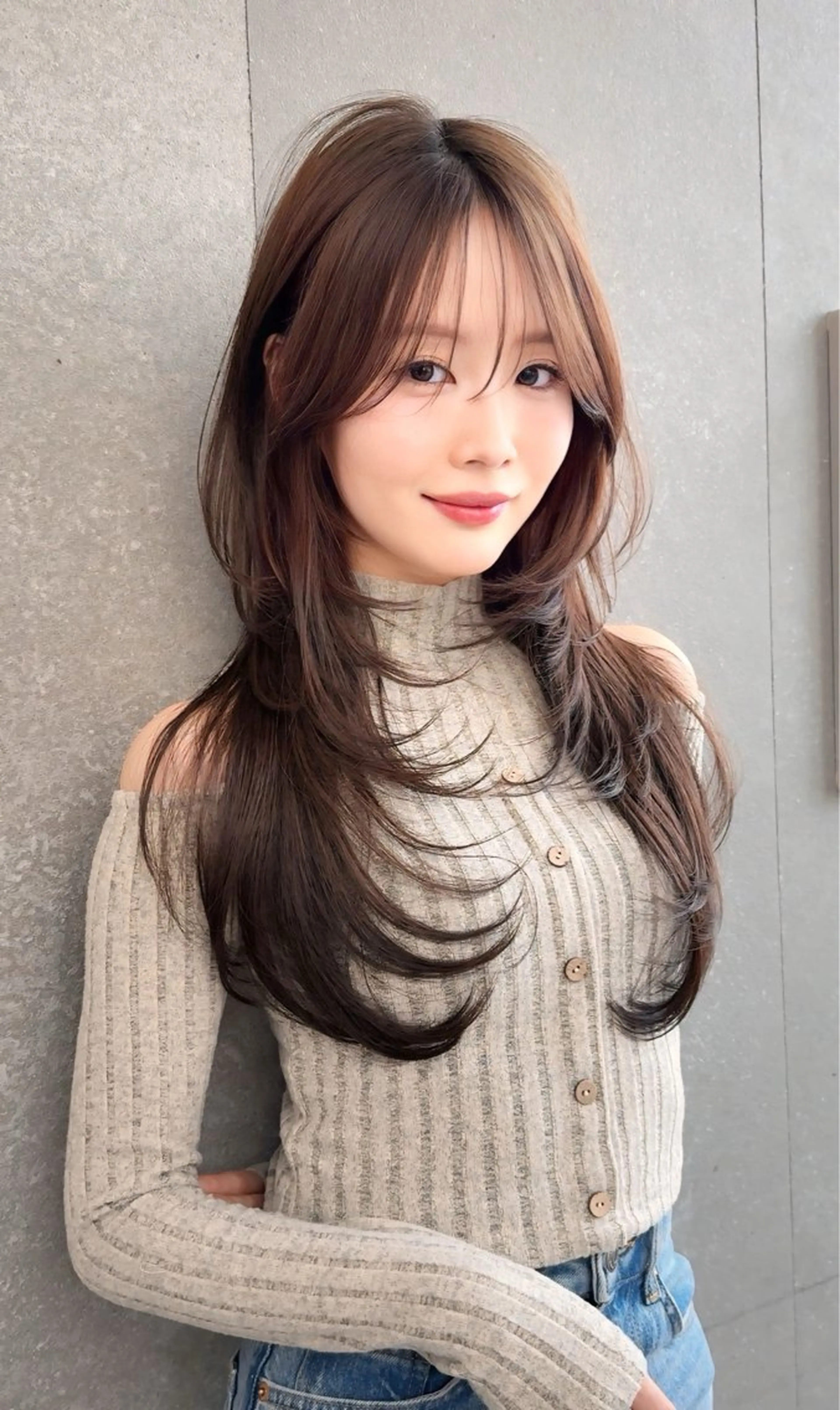 ロング カラー カット ヘアカラー トリートメント Lond mare レイヤーカット/韓国のヘアスタイル