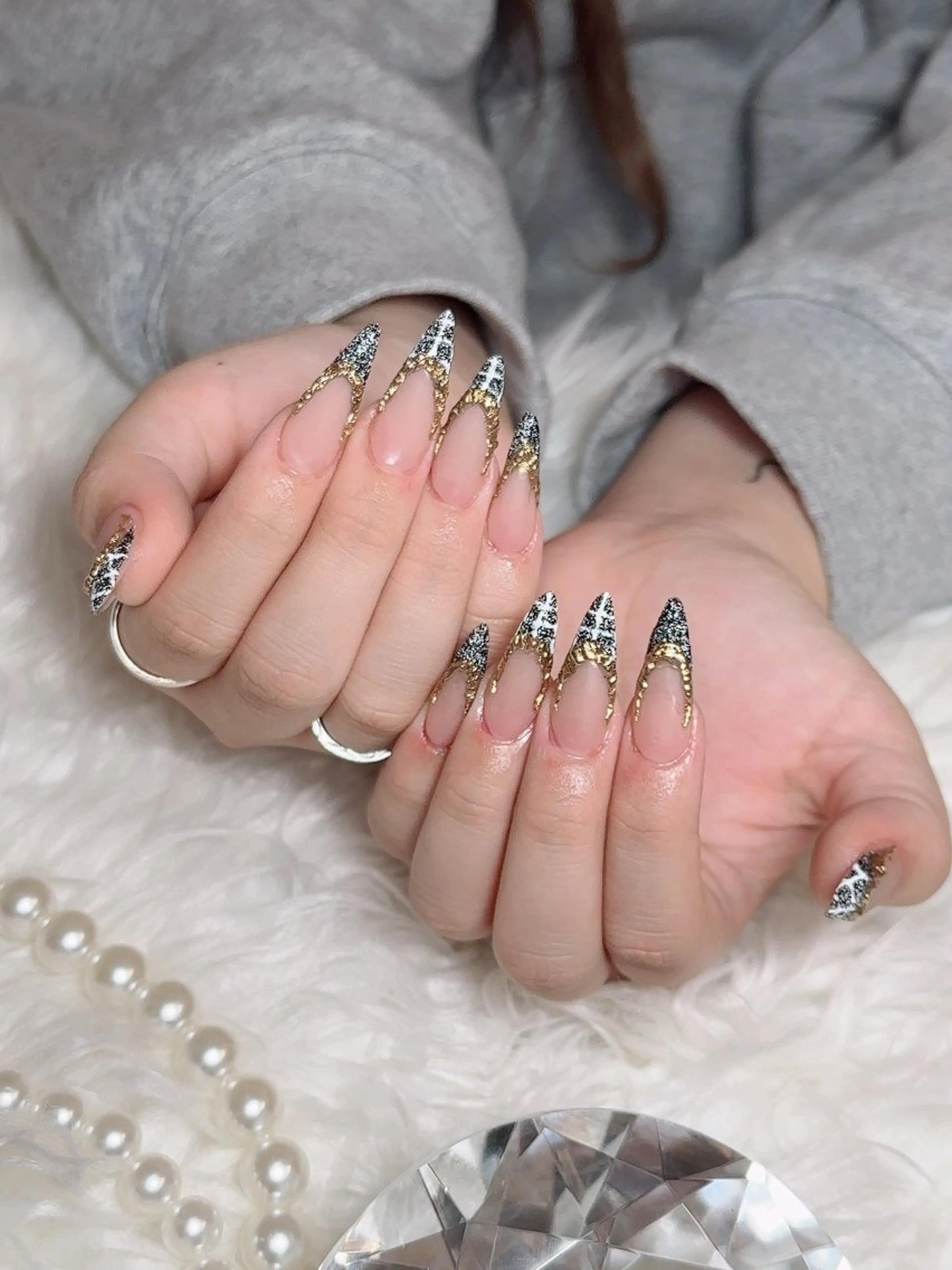 ネイル フレンチネイル ミラーネイル nail salon azuのネイルデザイン