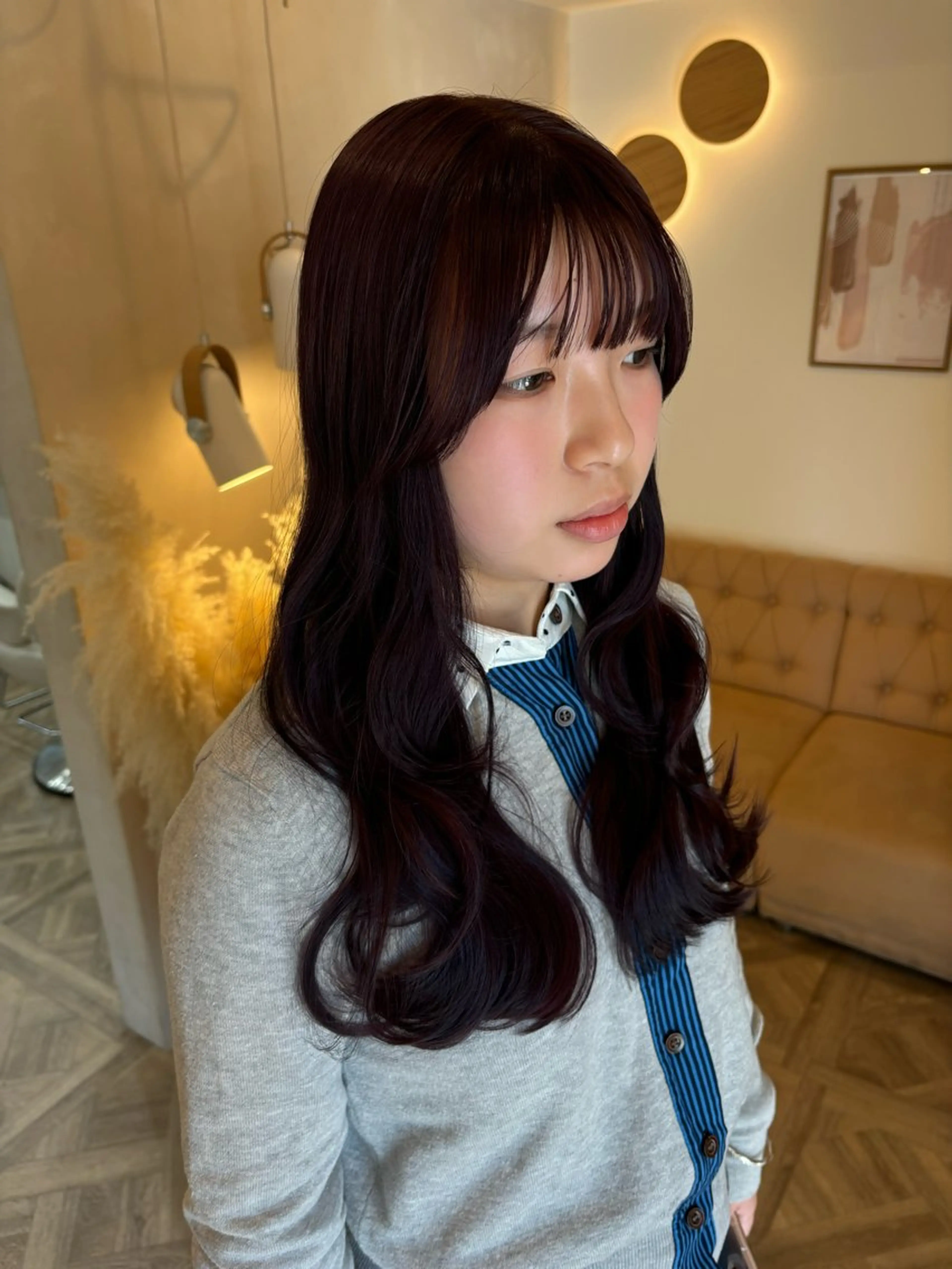 セミロング カラー カット ヘアカラー トリートメント 暖色/ミルクティー/ レイヤー/yuriaのヘアスタイル