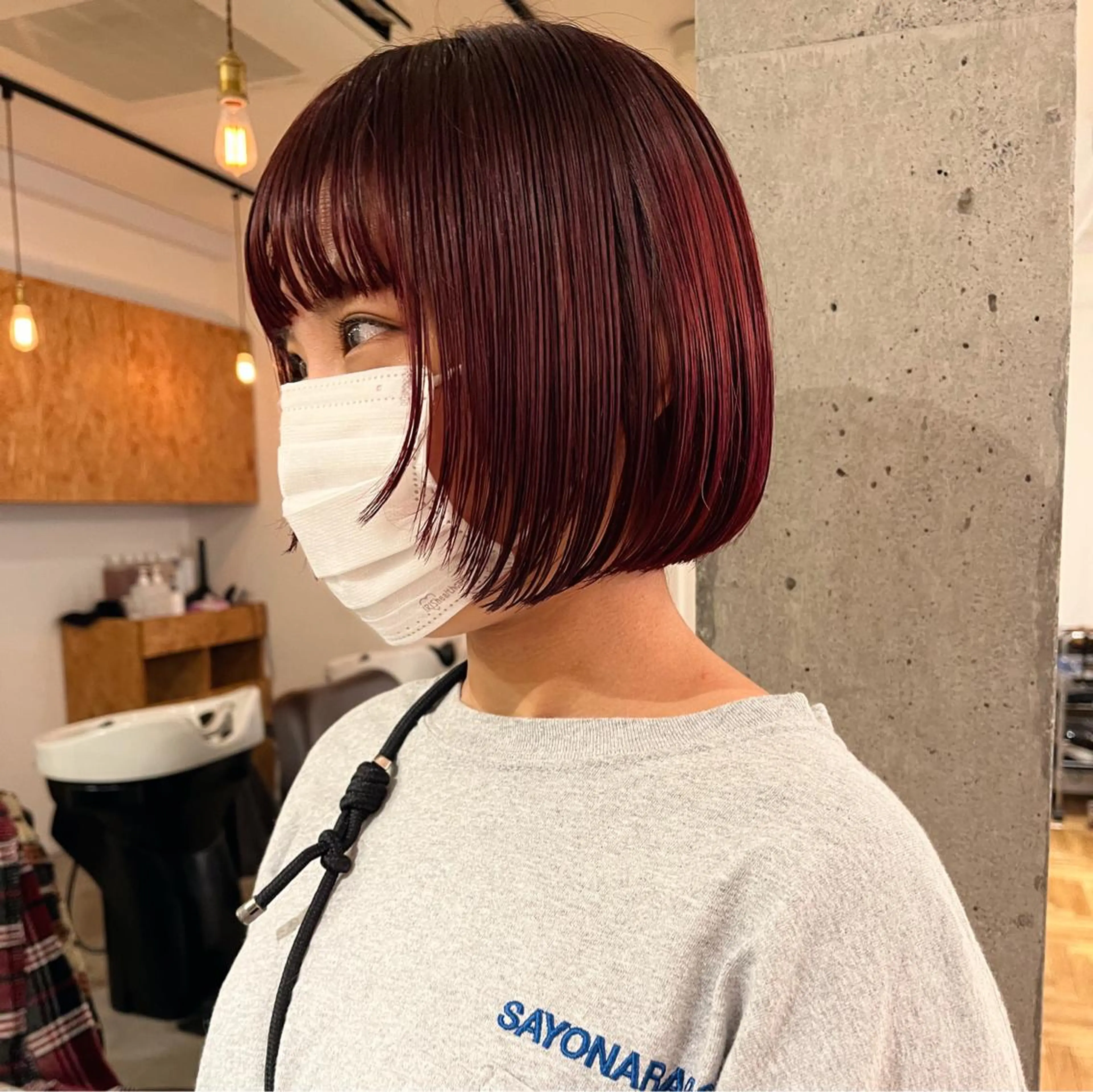 ショート カラー ブリーチ レッドカラー 暖色/パーマ 🌼クニトウメイのヘアスタイル