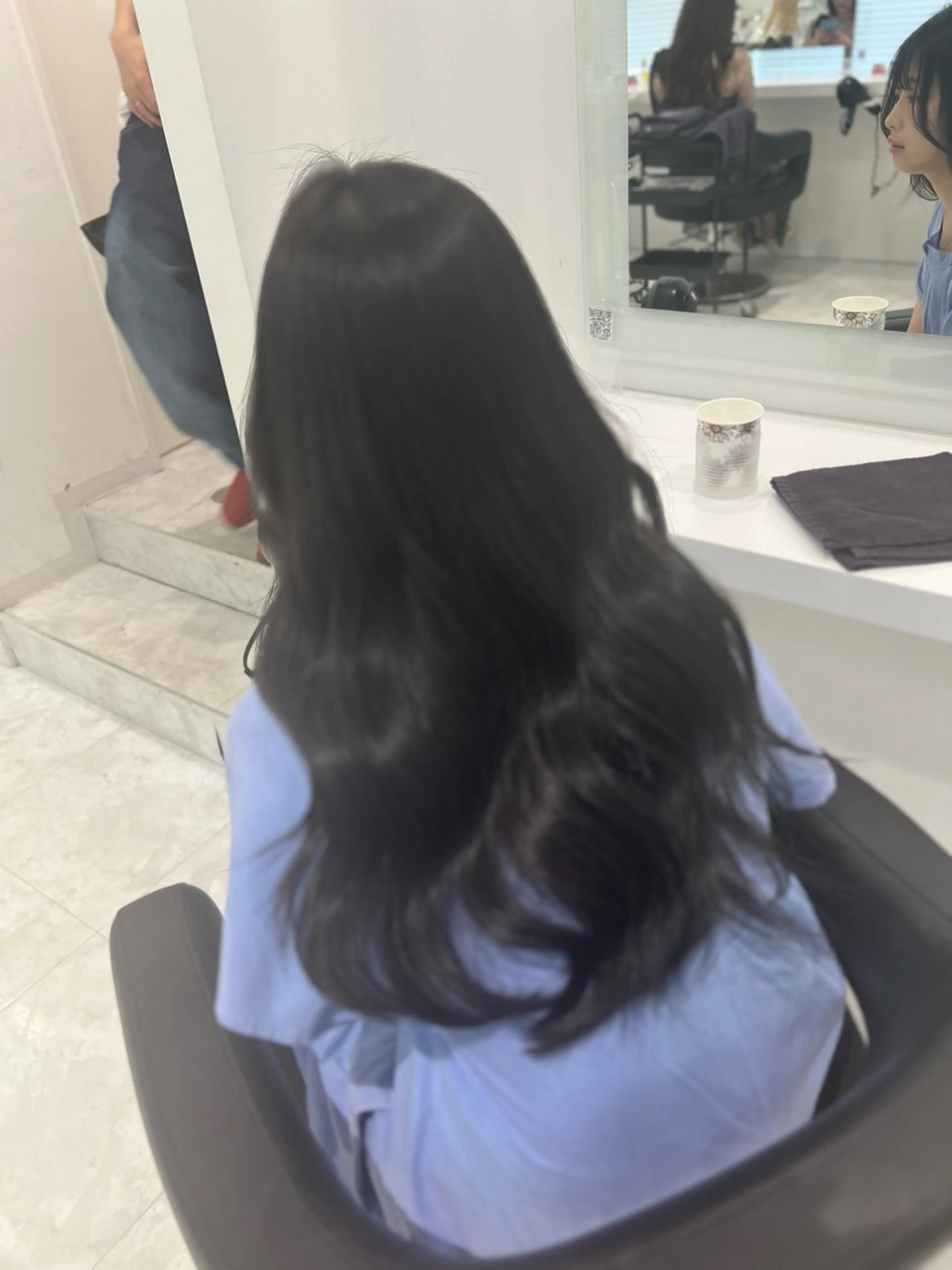 ロング カラー 黒髪 ブルーカラー ブルーブラック 髪質改善 トリートメント ブリーチなし特化 美容師💖SAE💖のヘアスタイル