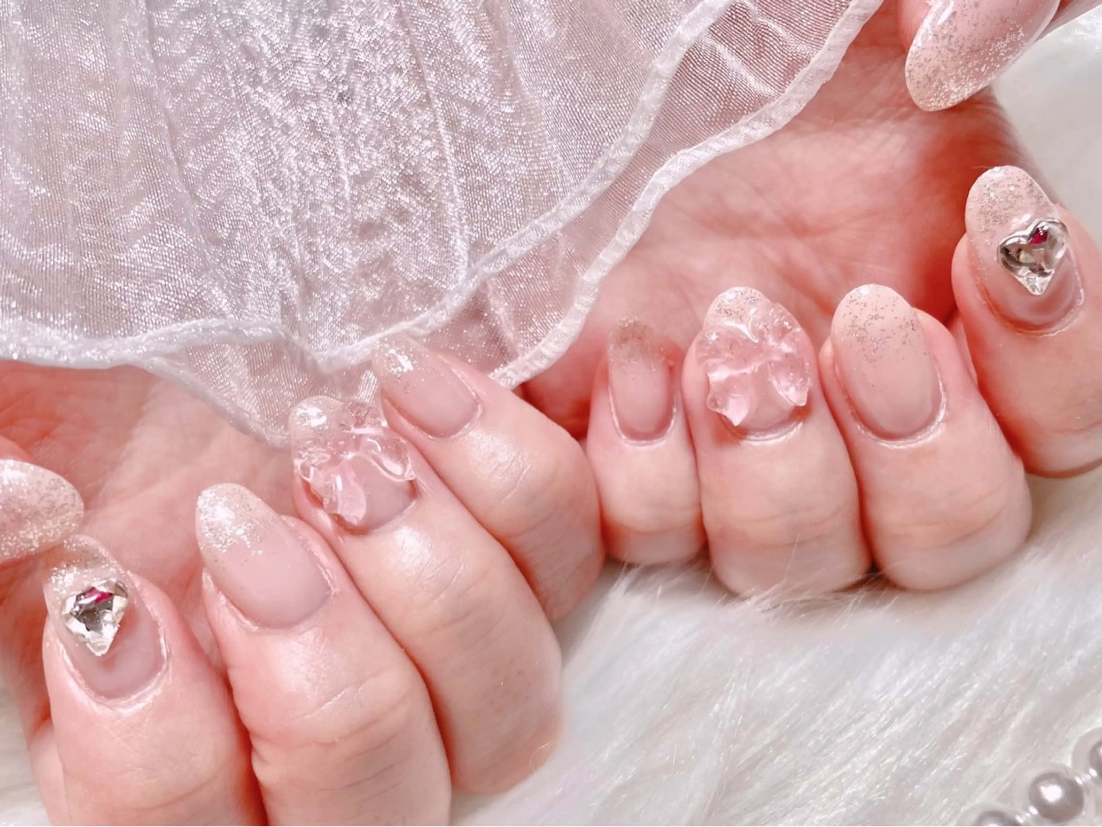 ネイル ジェルネイル パラジェル ワンホンネイル ハンドネイル ゆりか ジョアアンジェ福島のネイルデザイン