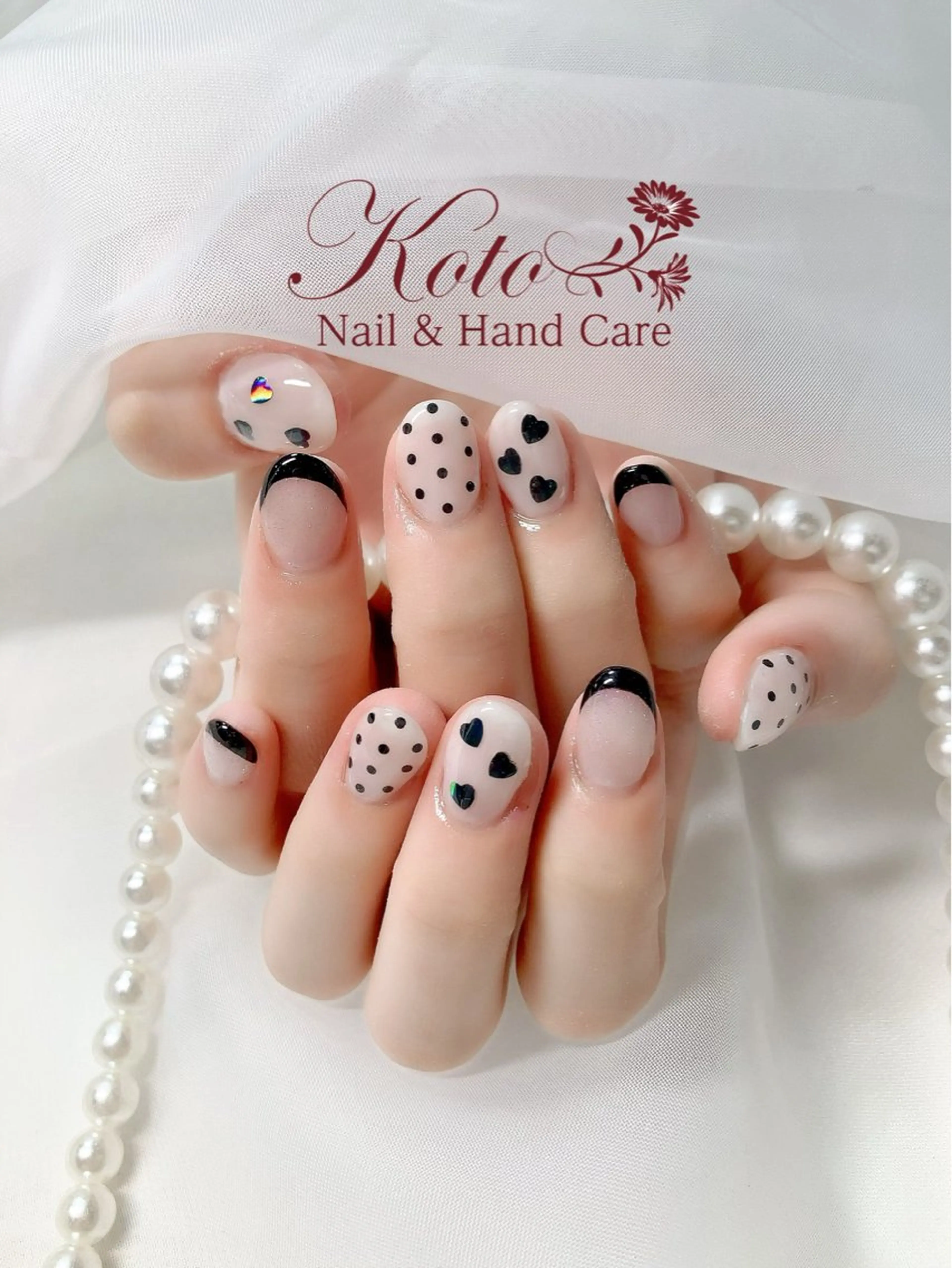 ネイル ドット 長さ出し ジェルネイル 持ち込み ニュアンスネイル ハンドネイル Nail Salon KOTOのネイルデザイン