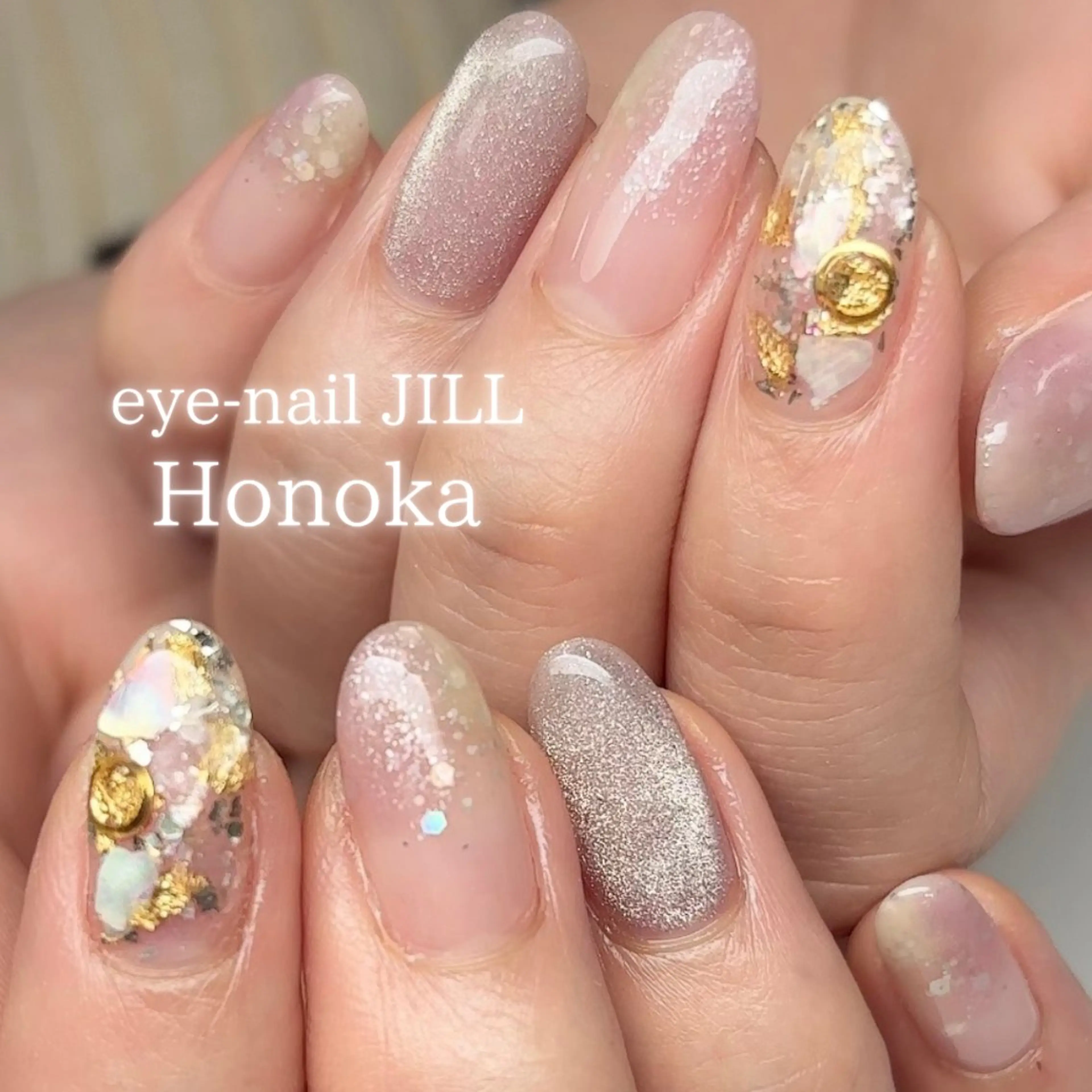 ネイル マグネットネイル ニュアンスネイル ピンク ハンドネイル JILL Honokaのネイルデザイン