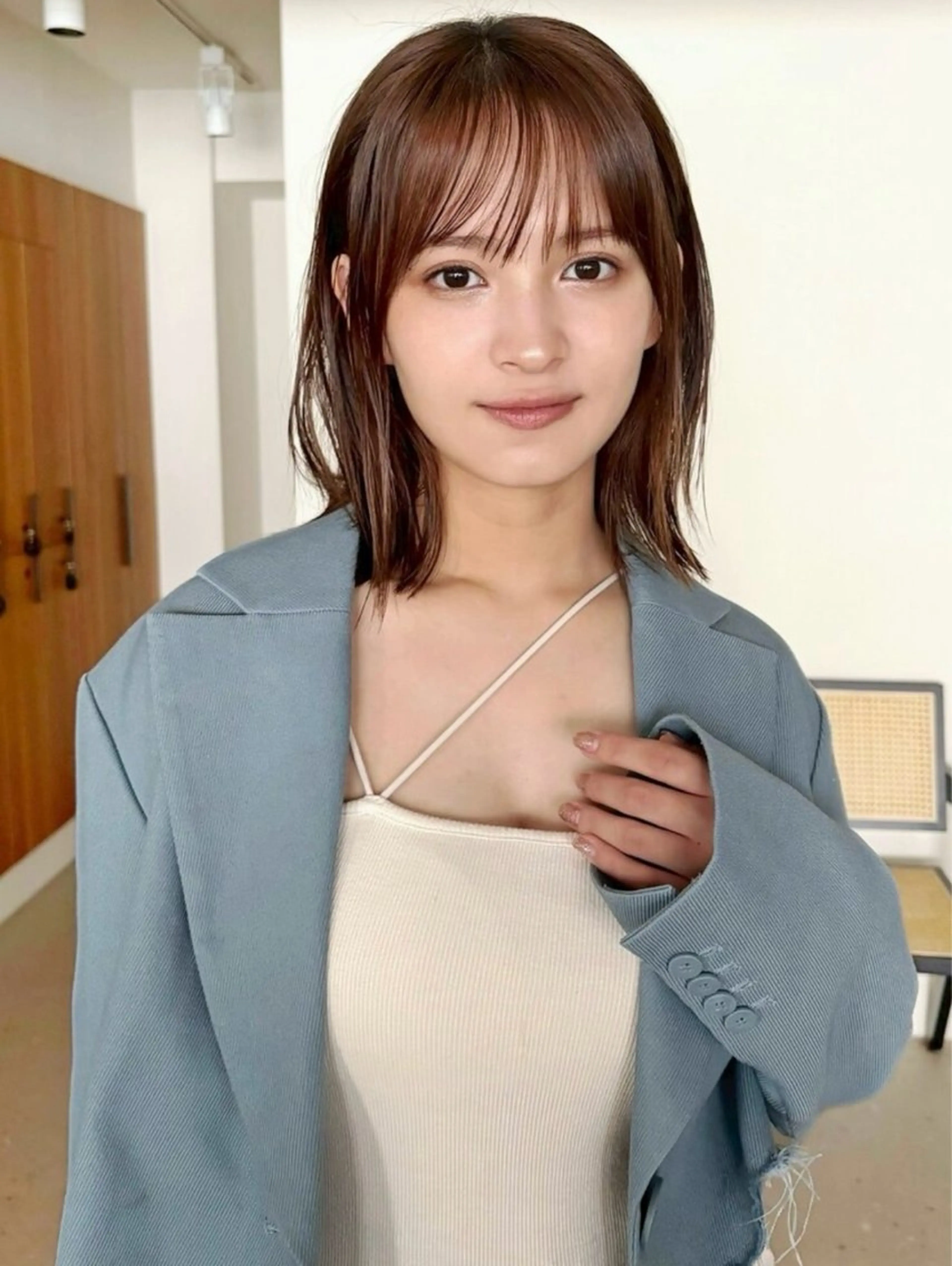 ミディアム カラー ショートボブ ブリーチ ブリーチなしカラー ボブ レイヤーカット カット ヘアカラー 山口生真 ✂︎小顔矯正カットのヘアスタイル