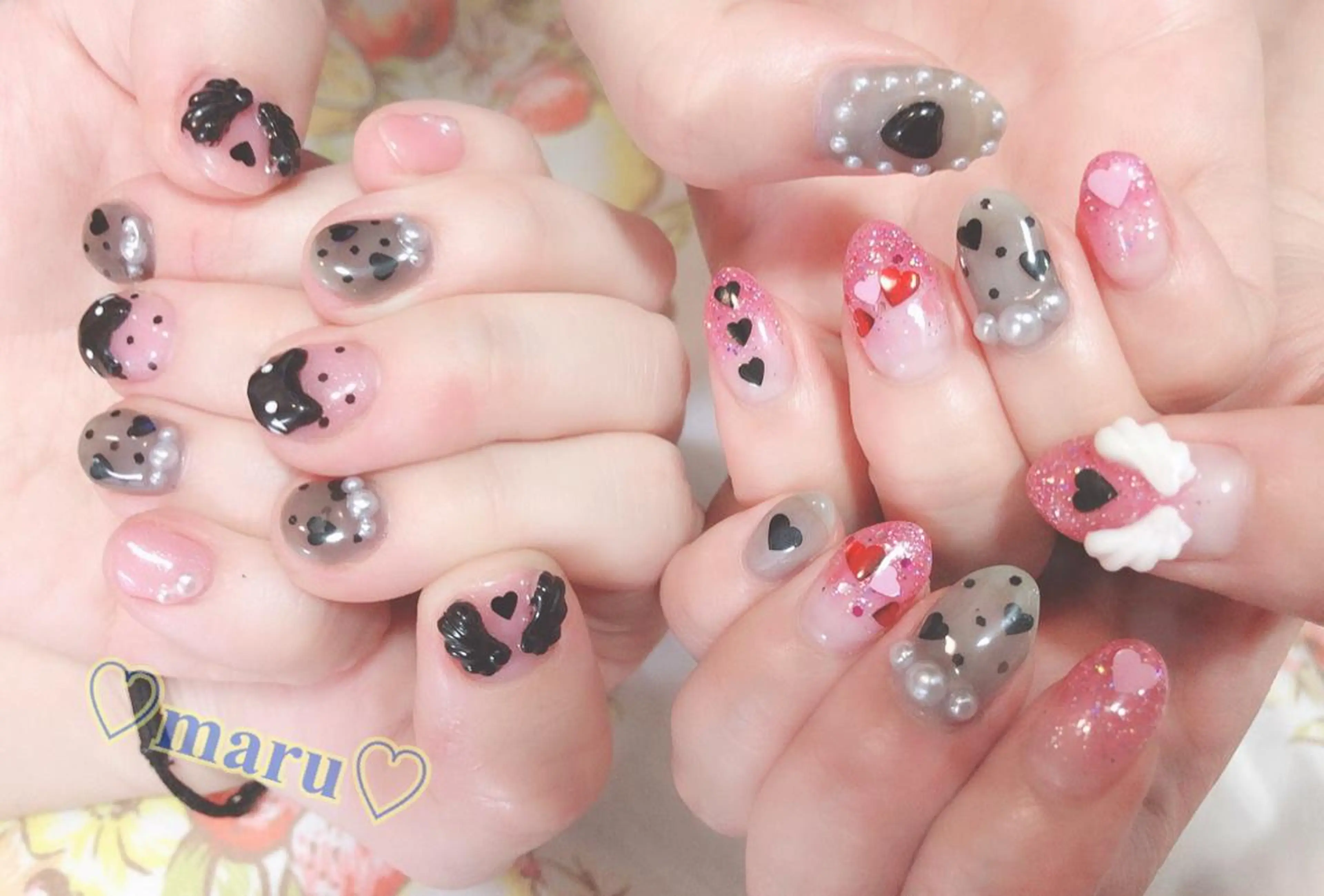 ネイル おそろいネイル ハンドネイル フットネイル まるみ ♡のネイルデザイン