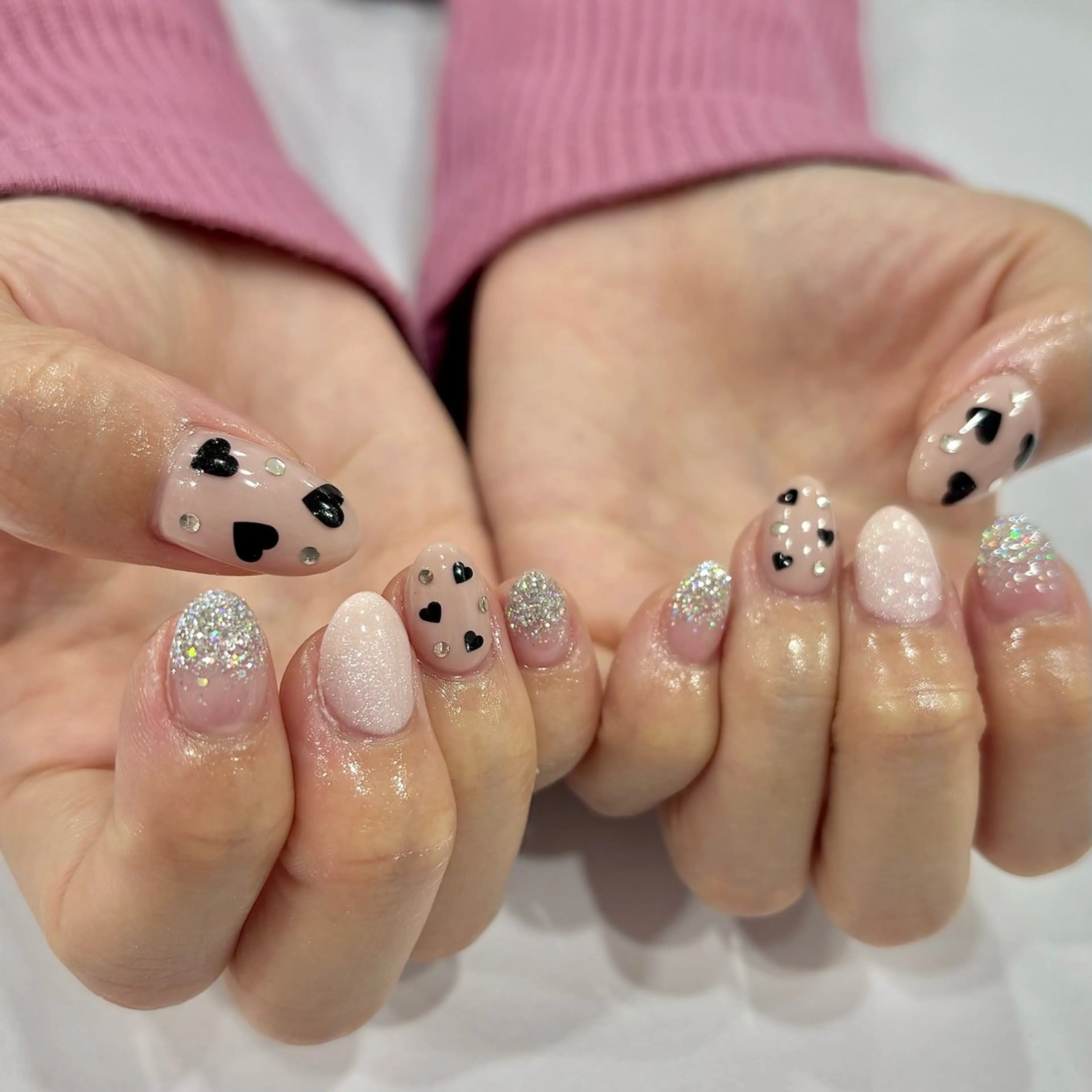 ネイル アートネイル ハート ピンク アンリッシュ池袋 小泉のネイルデザイン