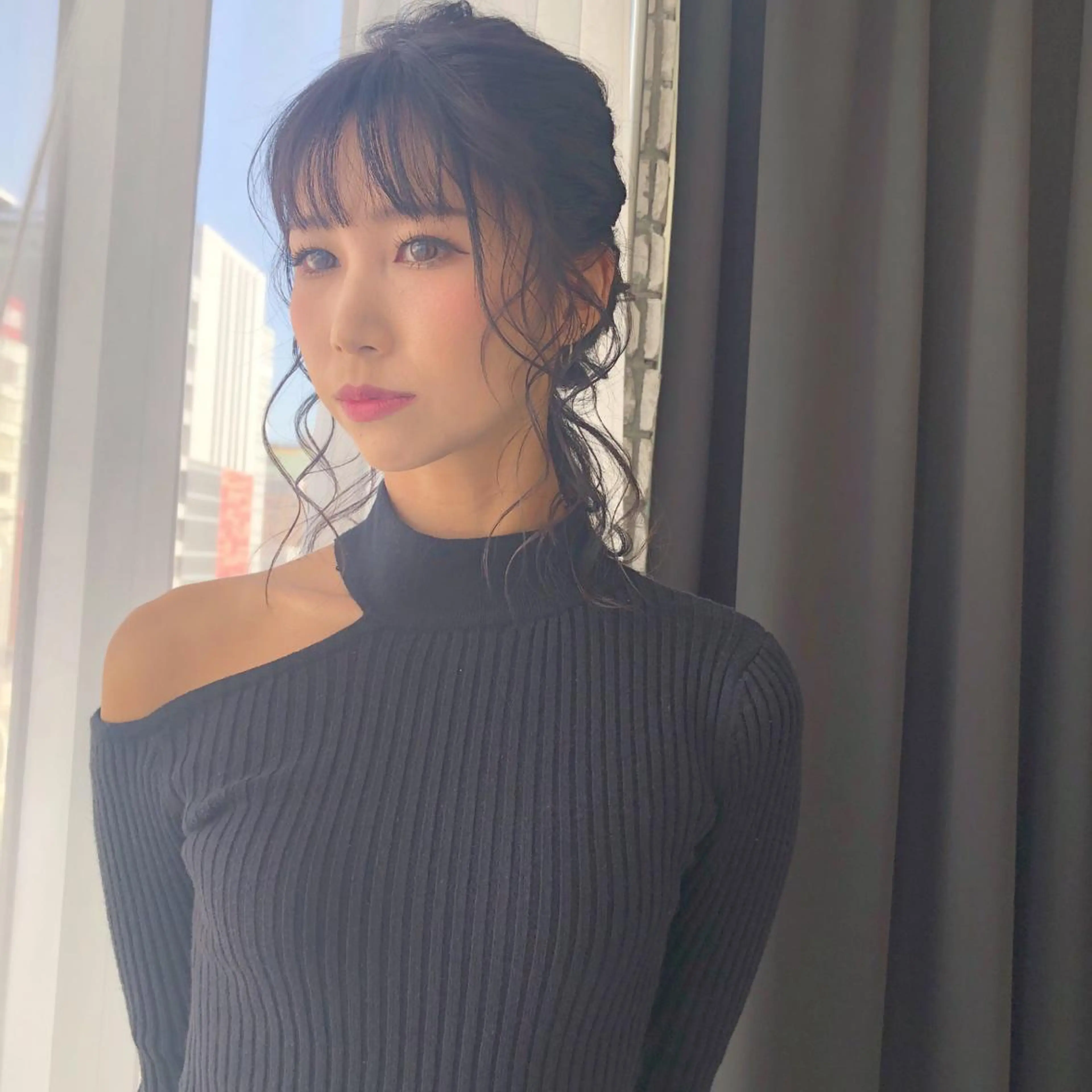 セミロング カラー ヘアアレンジ パープルカラー ORIKA 美容室のヘアスタイル