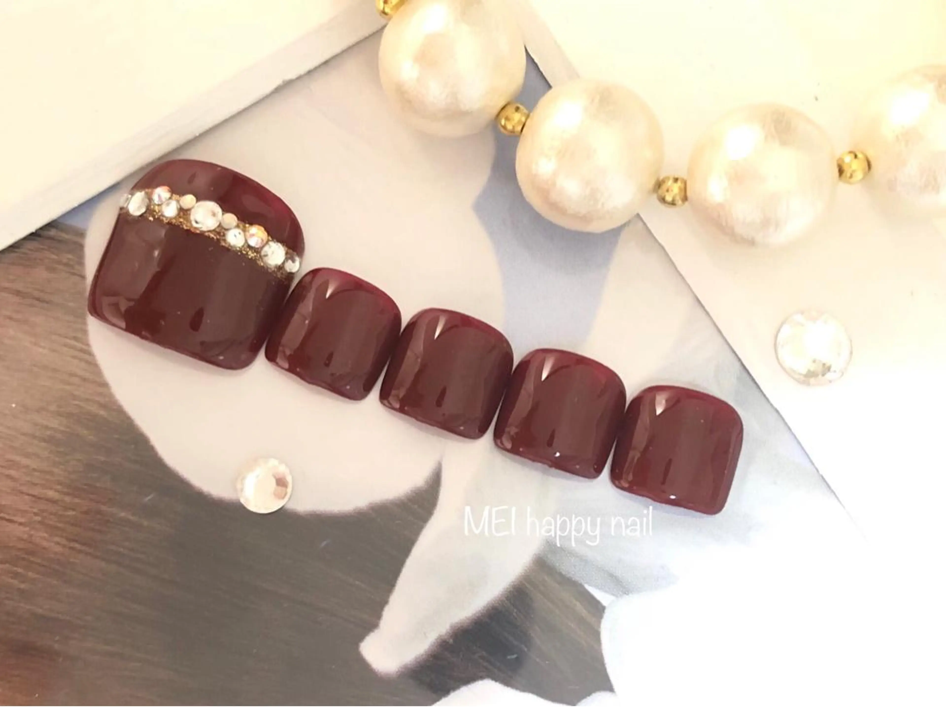 ネイル ボルドー 北浦和 自爪育成ケアのネイルデザイン