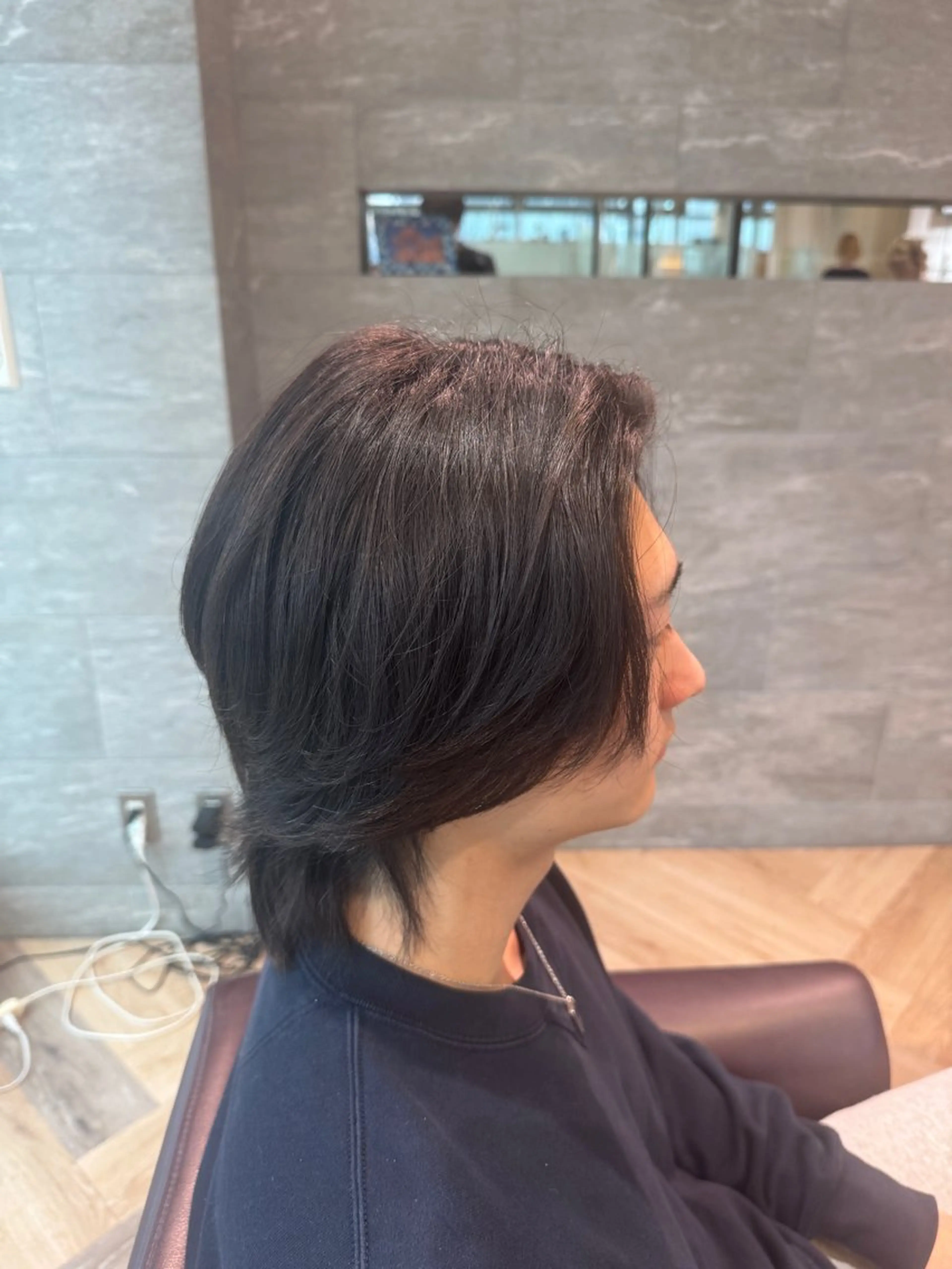 ミディアム メンズ メンズウルフカット 縮毛矯正 ウルフカット メンズ特化/ センターパート/八谷のヘアスタイル