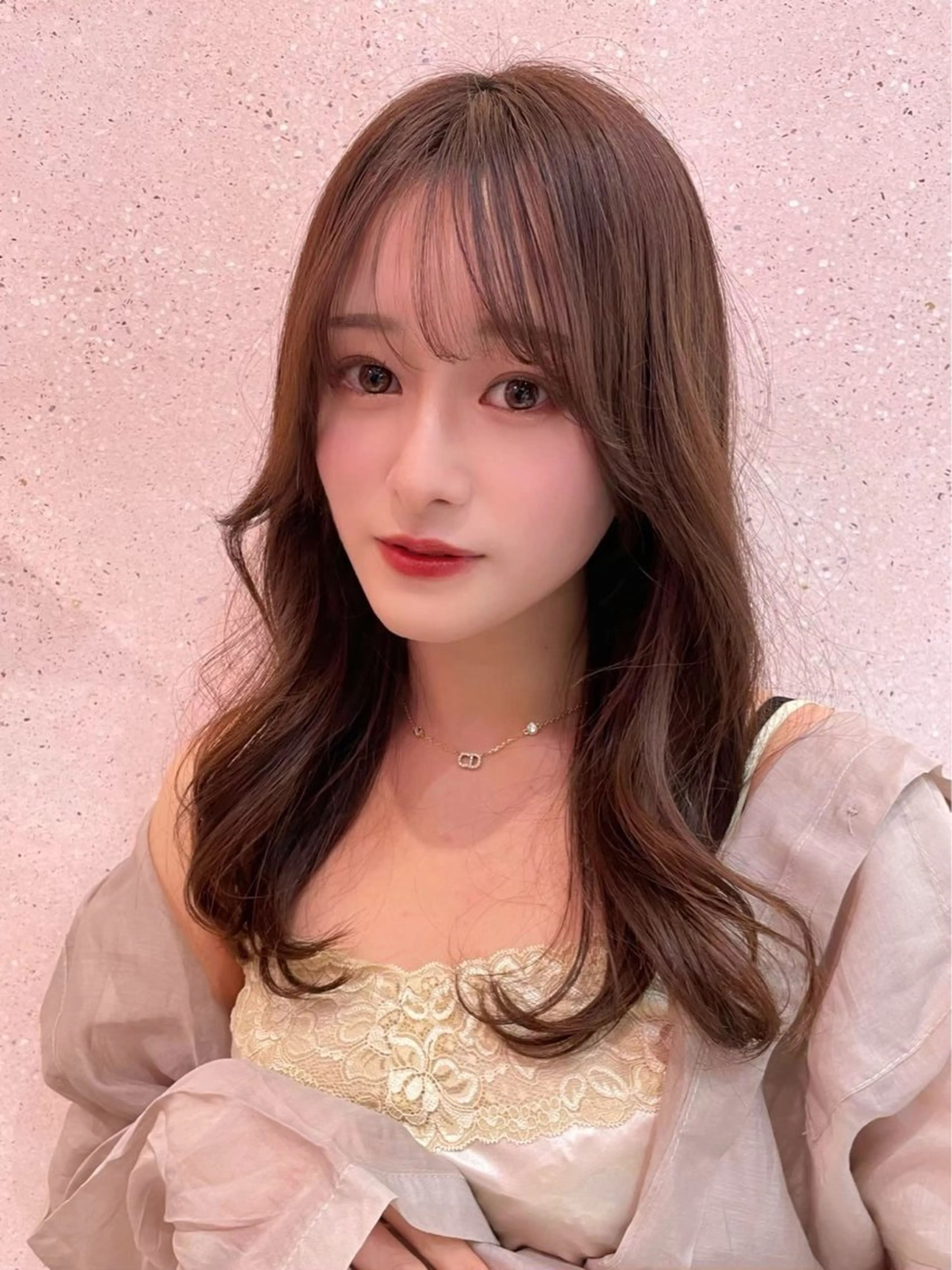 ロング カット ヘアカラー トリートメント ヘアセット 新宿/韓国レイヤー/ 顔周りカット松本美晴のヘアスタイル